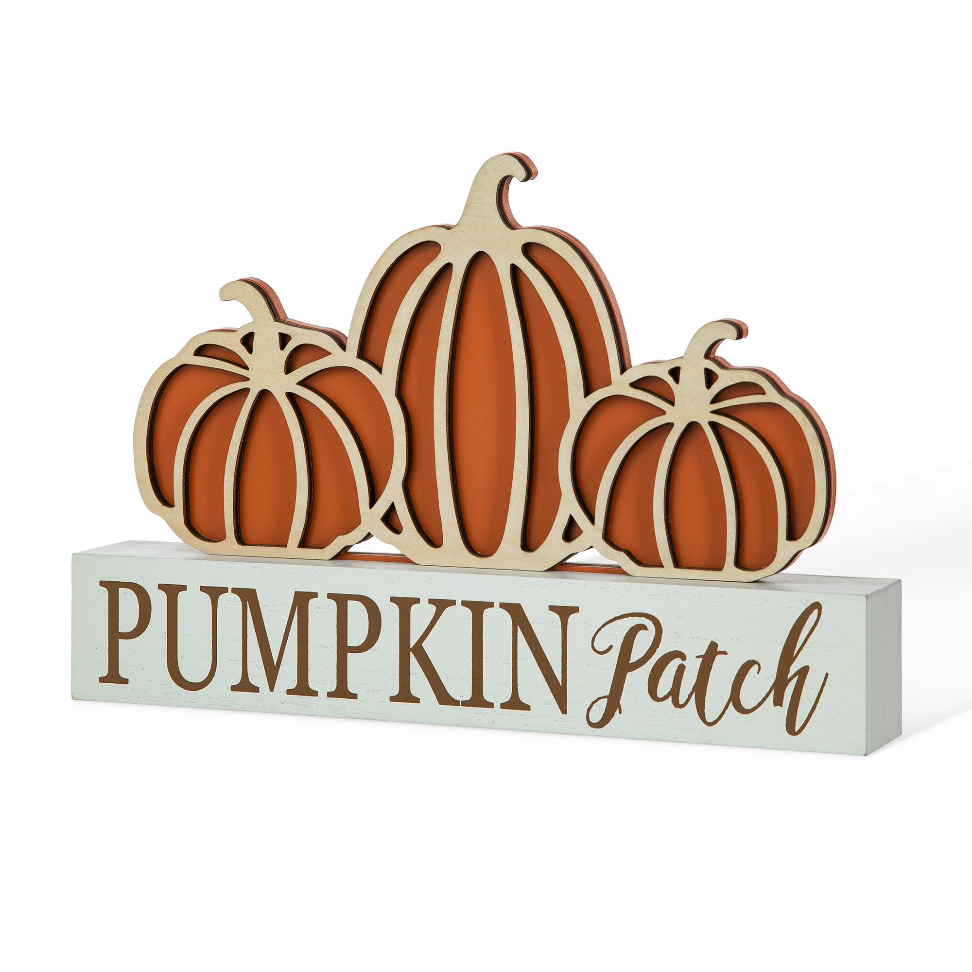 Glitzhome® 11.75" Fall Wood Pumpkin Patch Table Sign