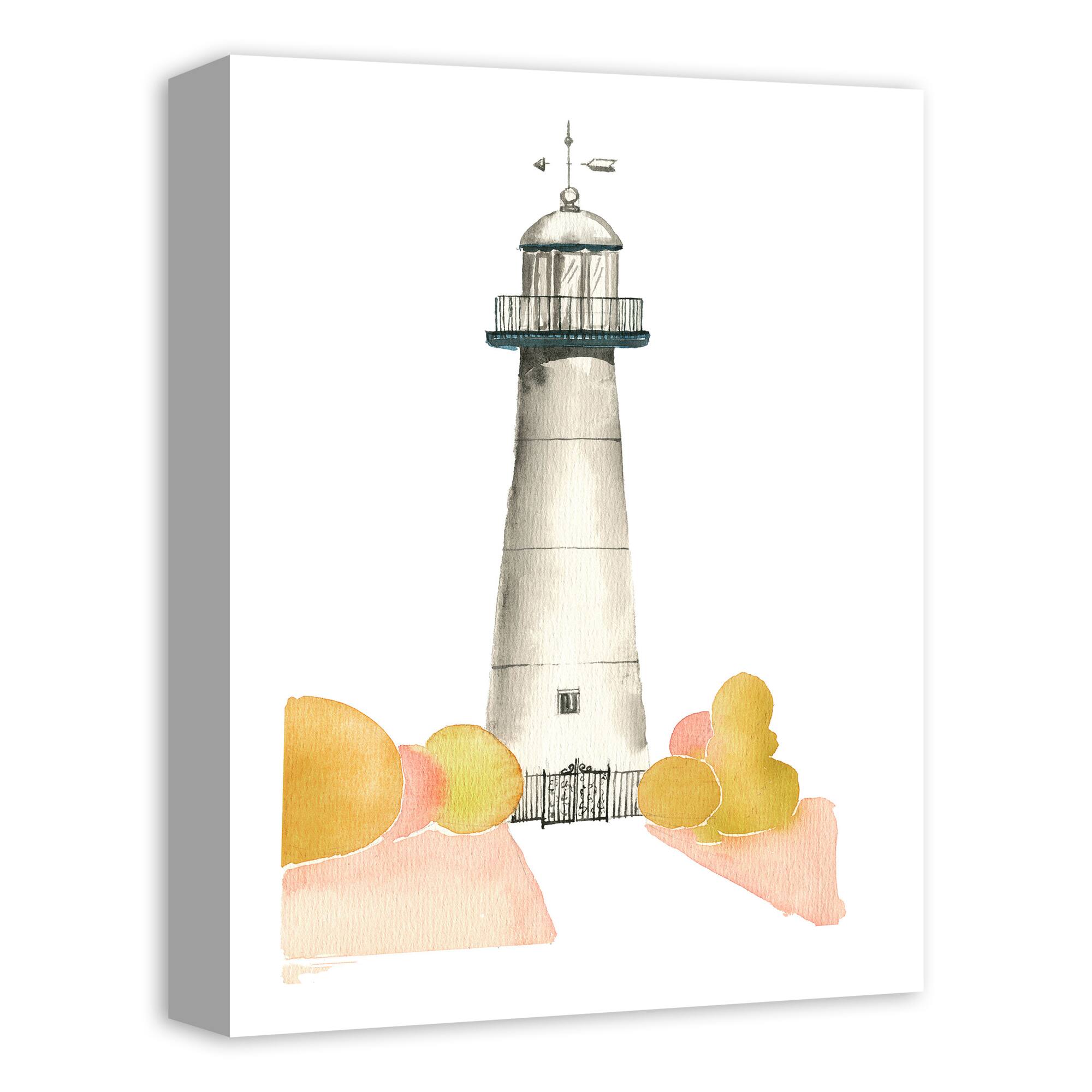 Lighthouse At Dusk 12" x 16" Canvas Wall Art