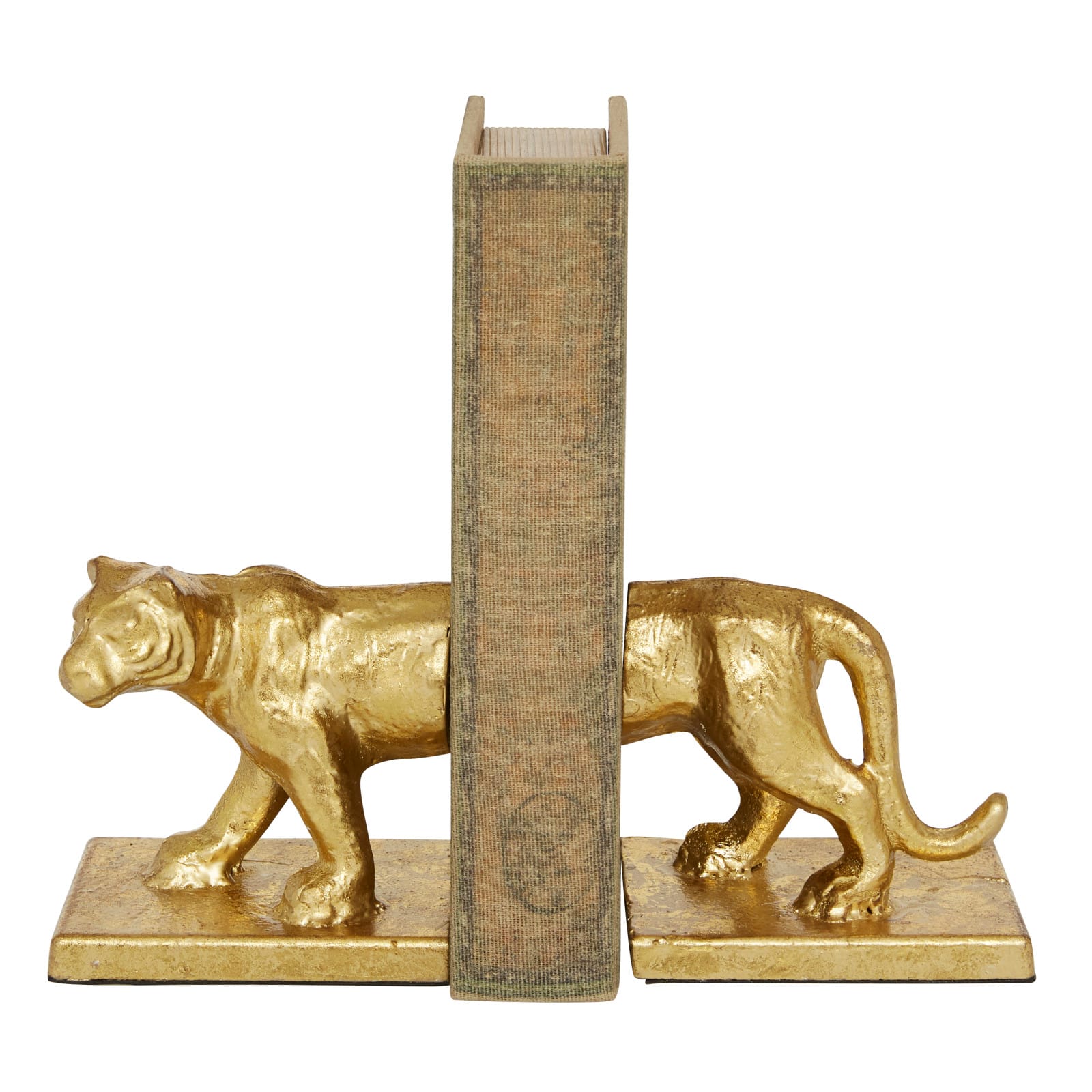 5&#x22; Gold Iron Cougar Glam Bookends