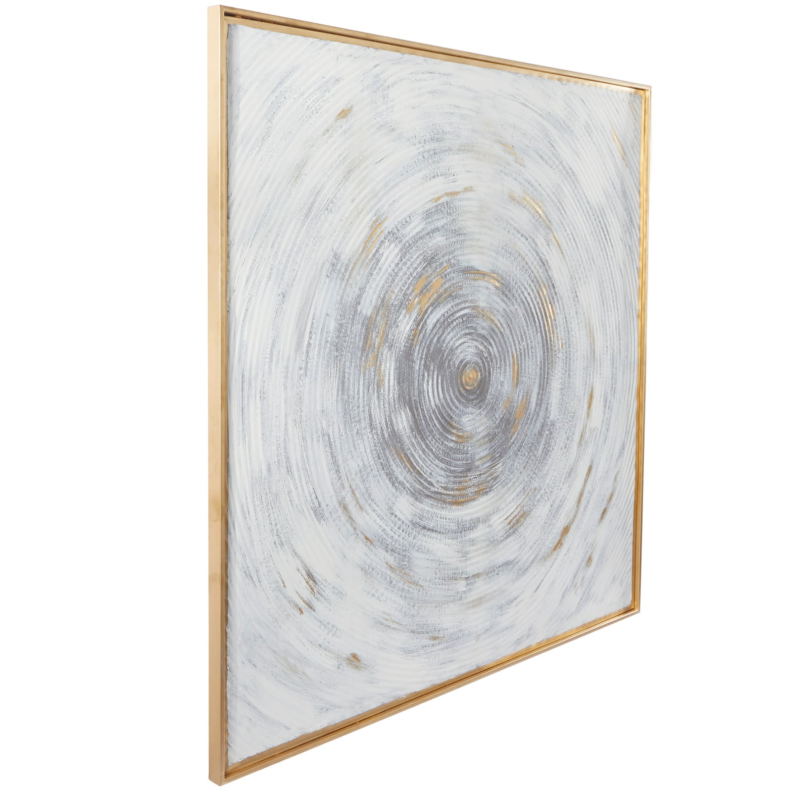 White Metal Spiral Starburst Framed Wall Art with Gold Frame 40" x 1" x 40"