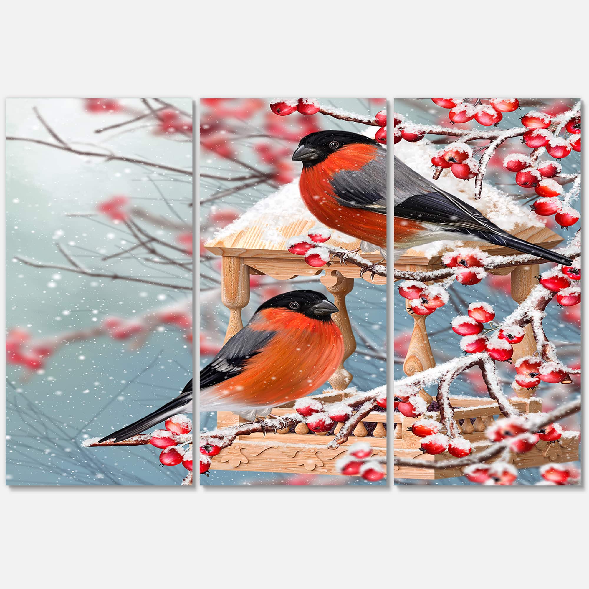 Designart - Two Chickadee Sit On A Snow-Covered Branch