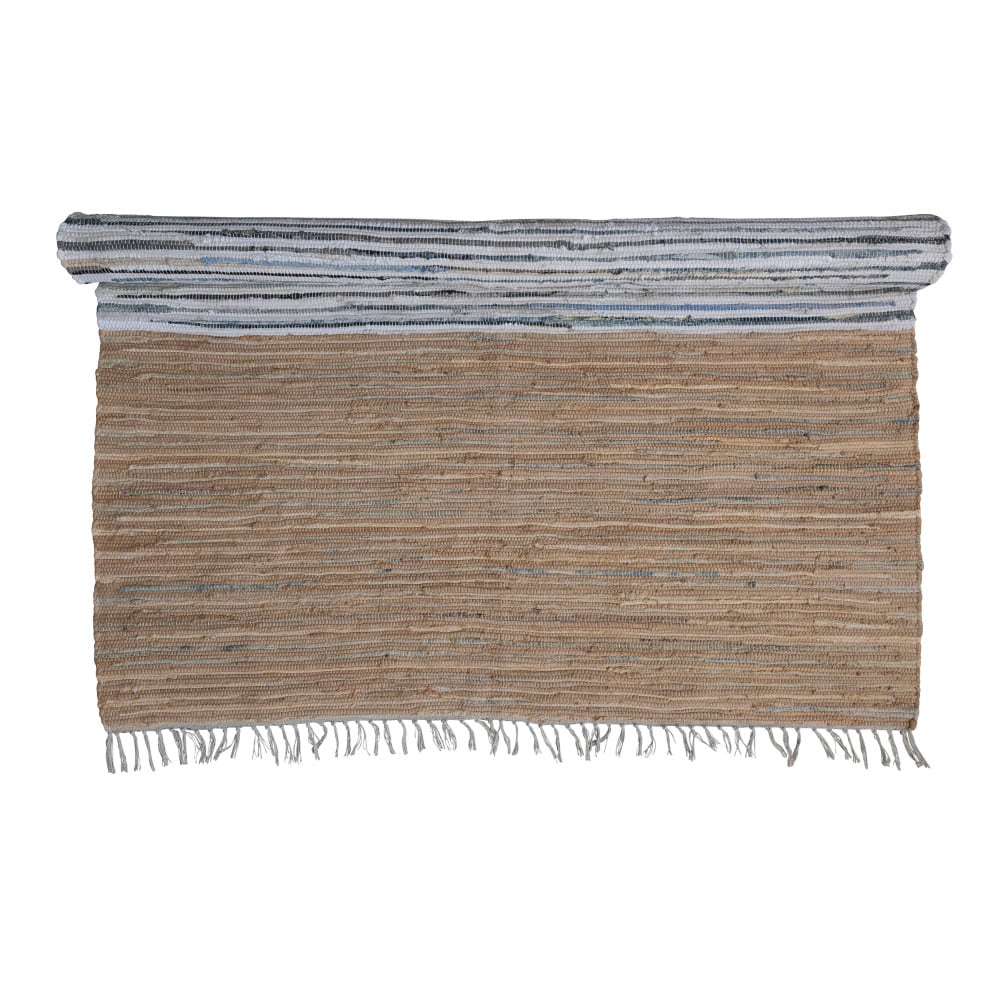Hello Honey&#xAE; Gray &#x26; Tan Rectangle Chindi Rug with Fringe, 7ft. x 5ft.