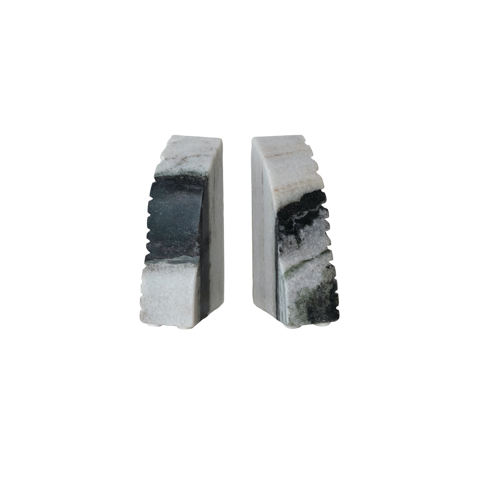 Hello Honey&#xAE; 5&#x22; Black M&#xE9;lange Carved Marble Bookend Set