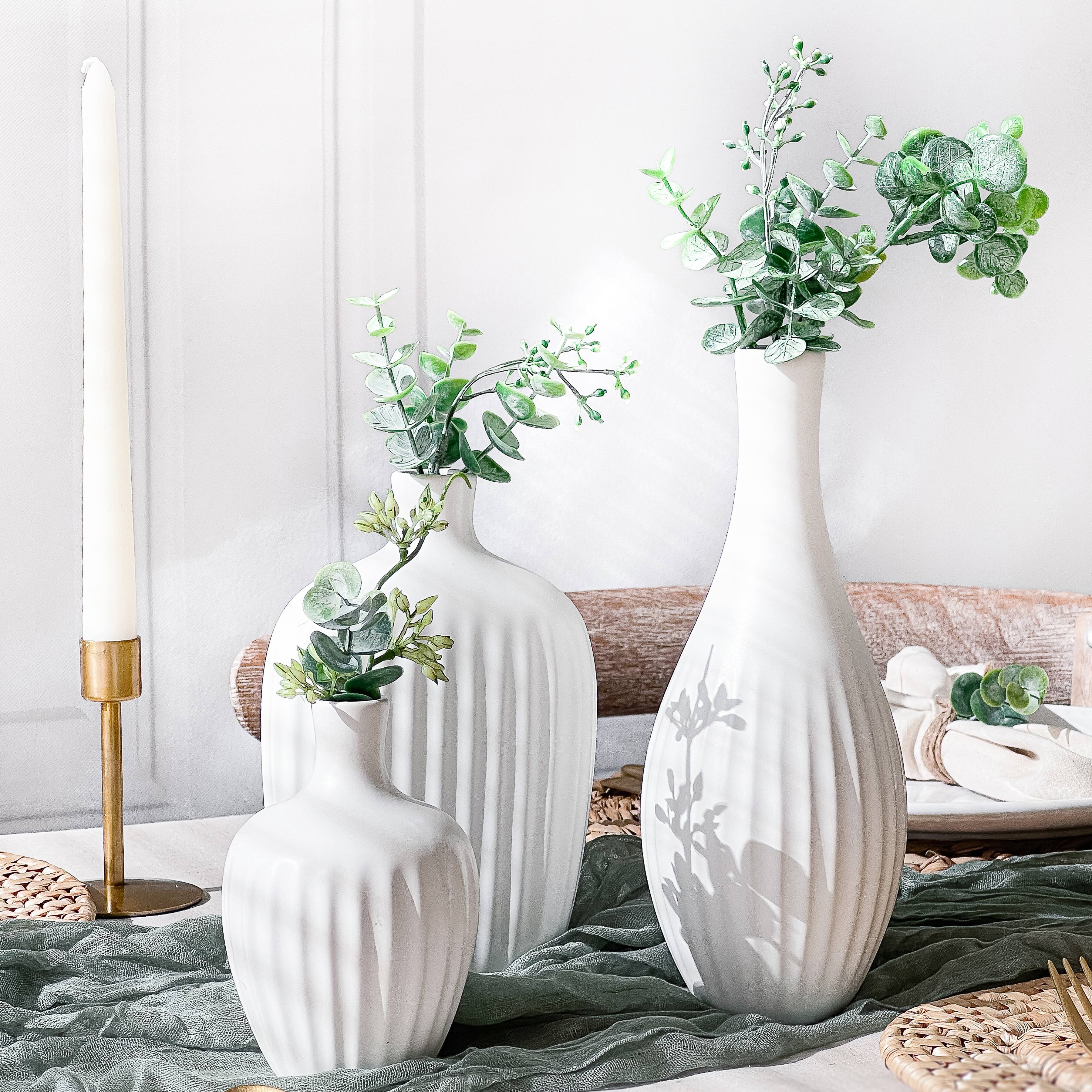 Kate Aspen® White Textured Ceramic Minimalist Vase Set