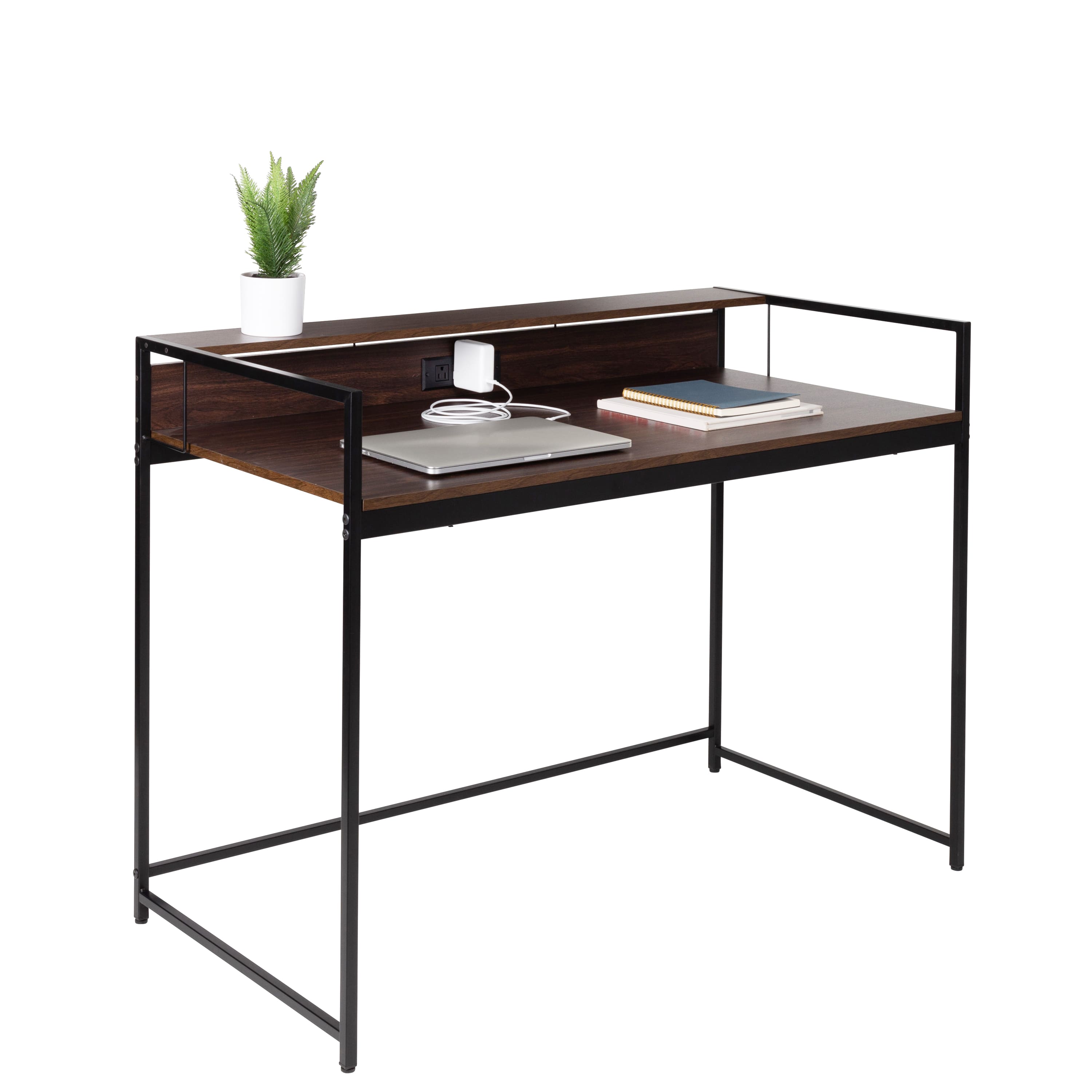 Honey Can Do Walnut &#x26; Black Computer Desk
