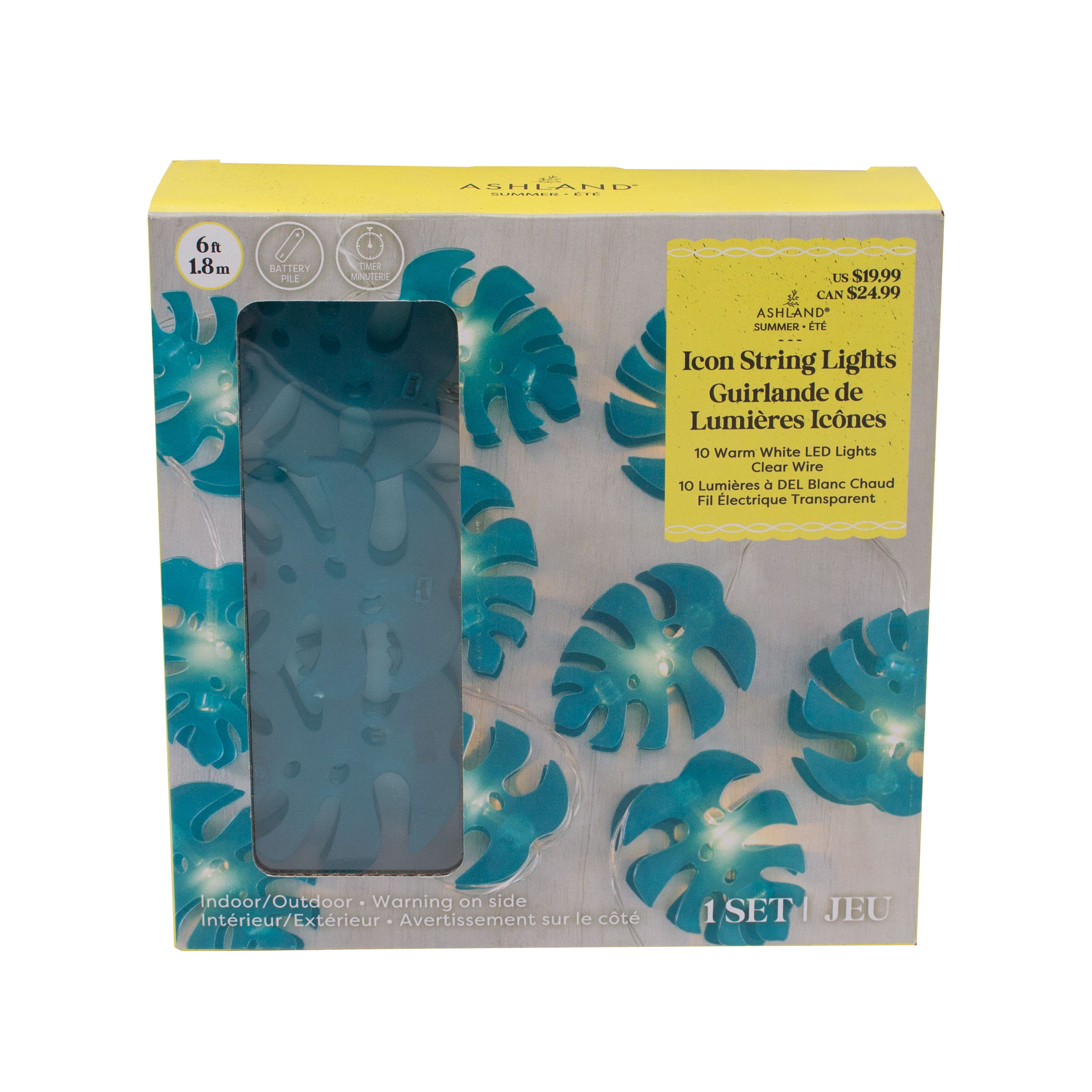 10ct. Monstera Leaf Icon Warm White LED String Lights by Ashland&#xAE;