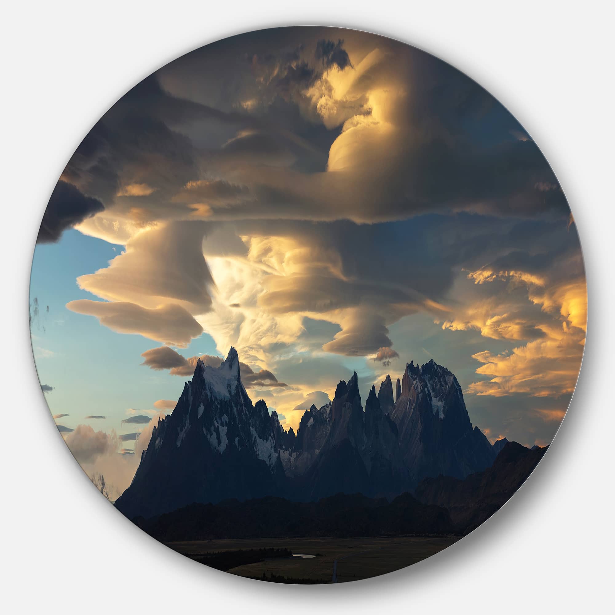 Designart - Torres del Paine National Park' Landscape Metal Circle Wall Art