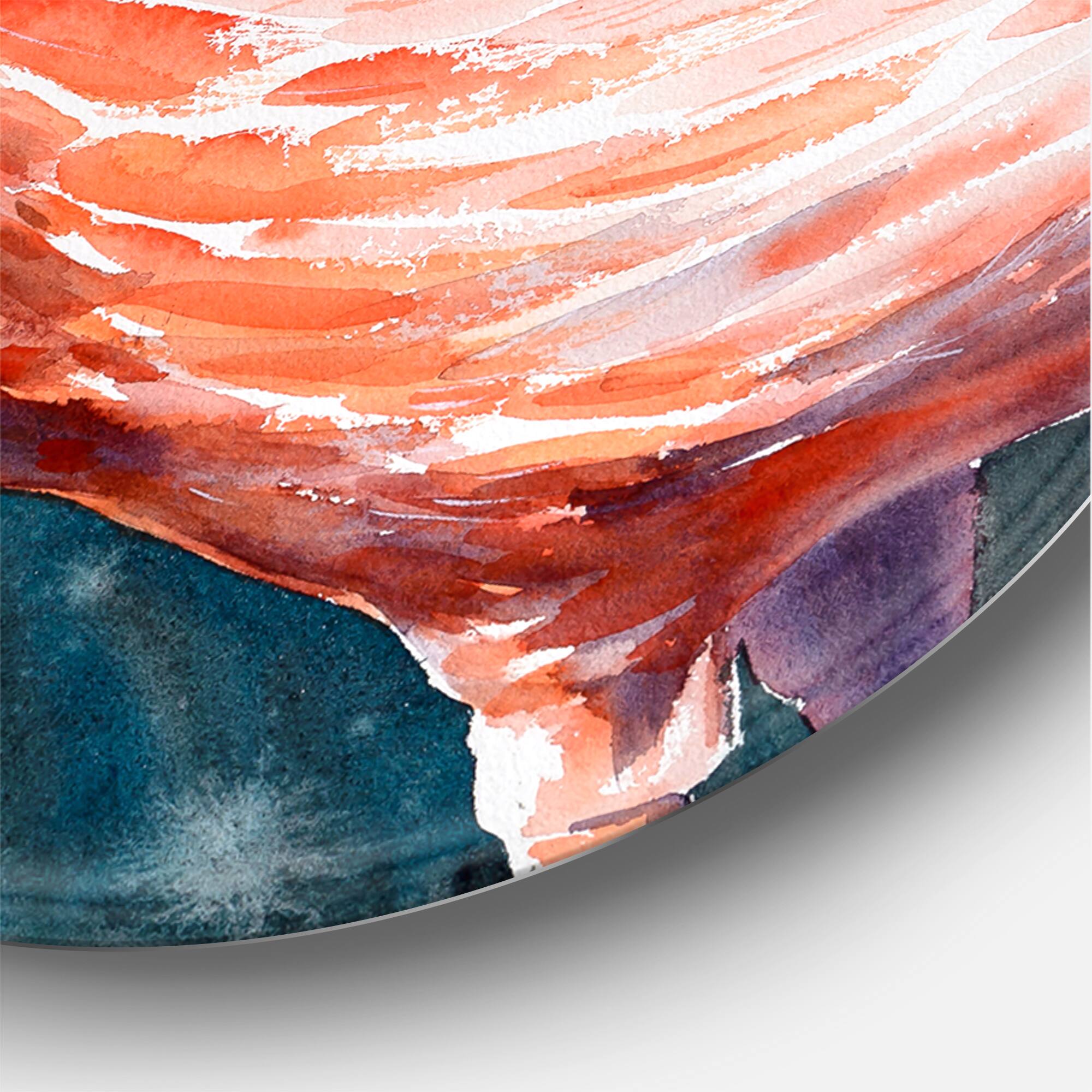 Designart - Pink Flamingos In Blue Water II - Farmhouse Metal Circle Wall Art