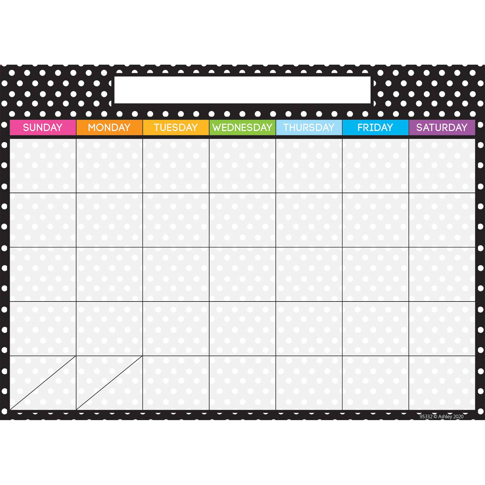 Ashley Productions Smart Poly® PosterMat Pals Space Savers Black & White Dots Calendar, 10ct.