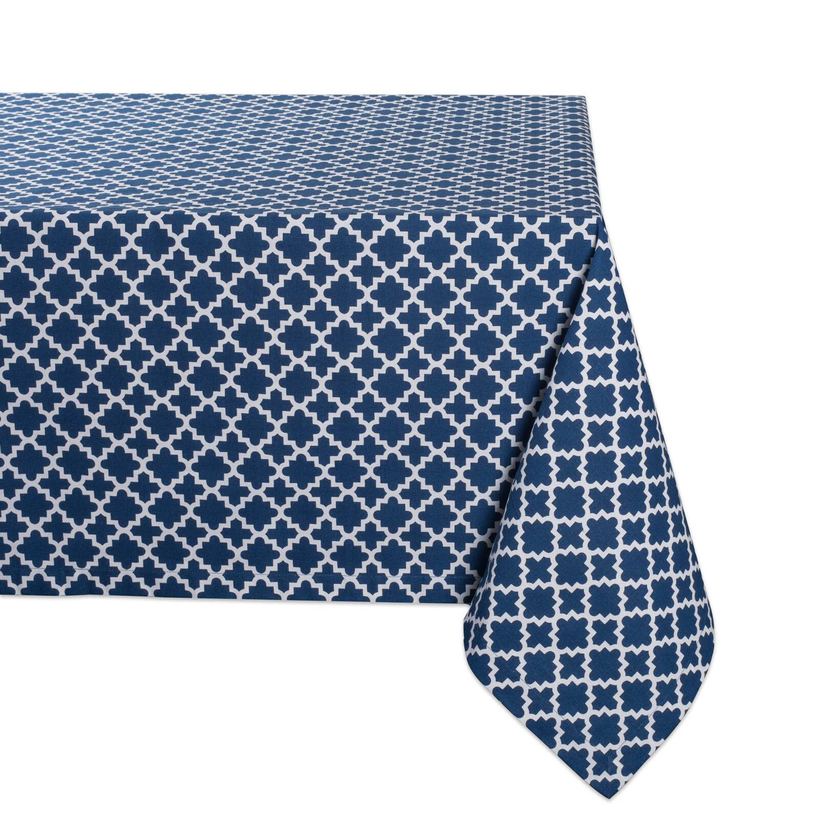 Nautical Blue Lattice Tablecloth 60" x 104"