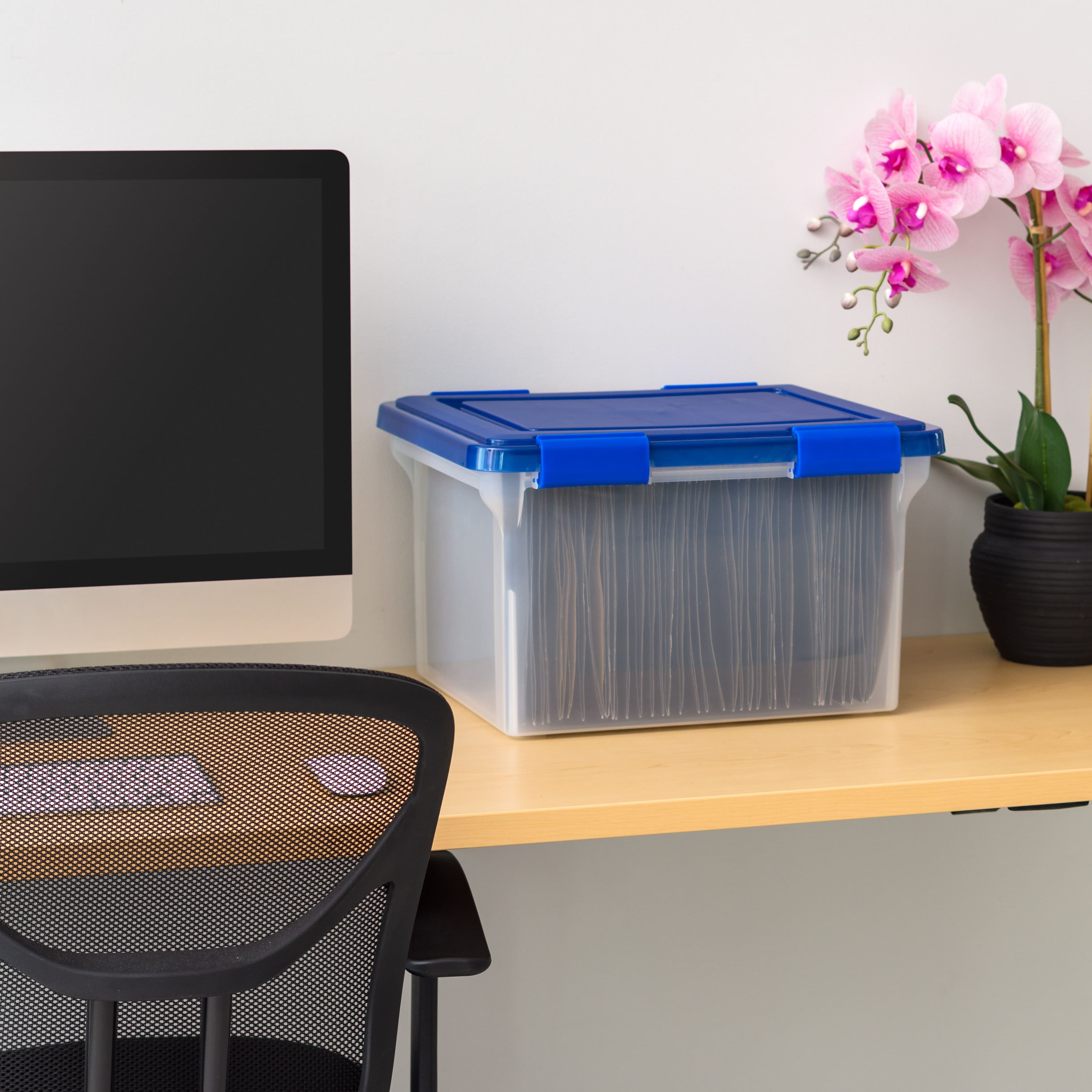 IRIS 32qt. Stackable Plastic Legal File Storage Box for Letter