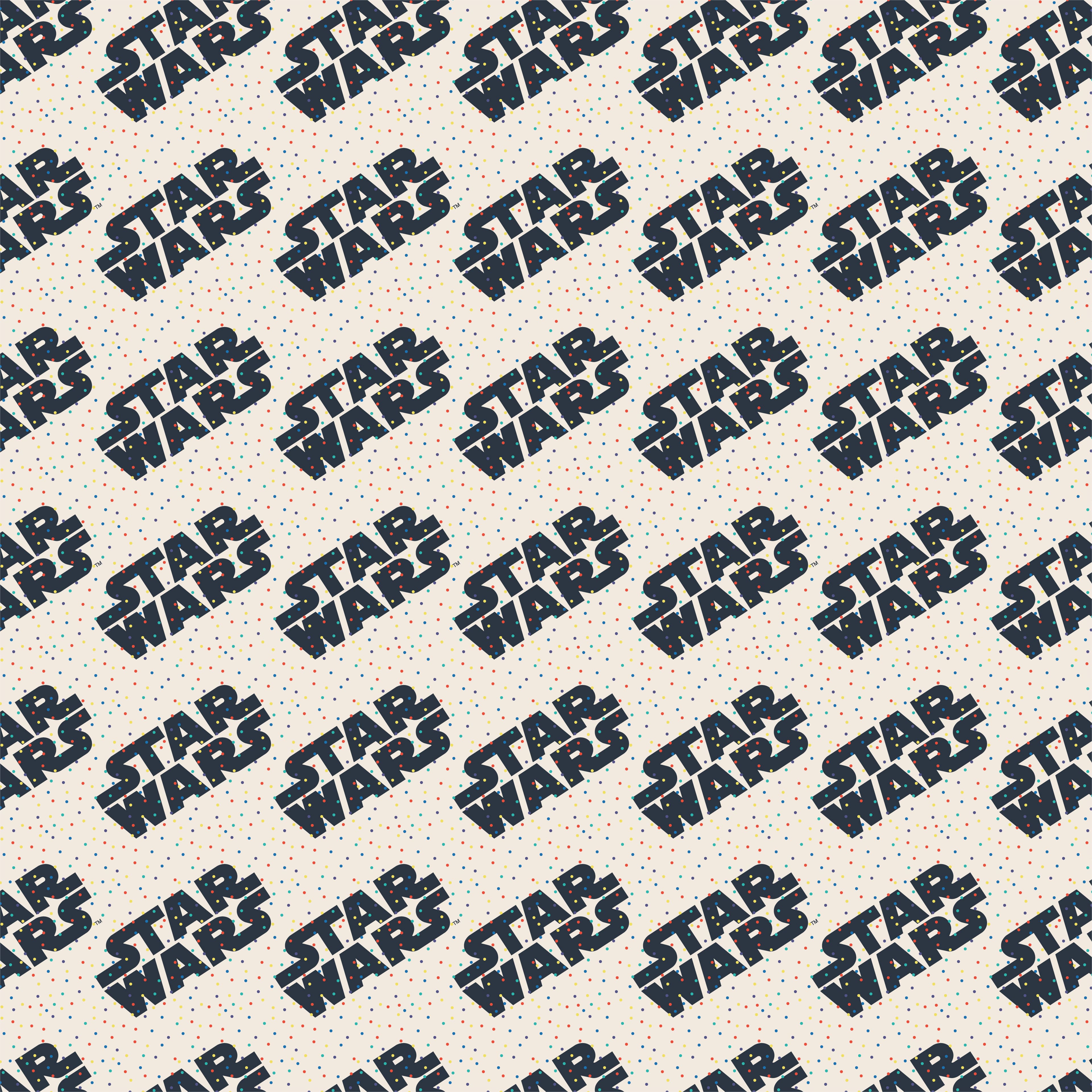 Star Wars™ Logo & Tiny Dots on Cream Cotton Fabric
