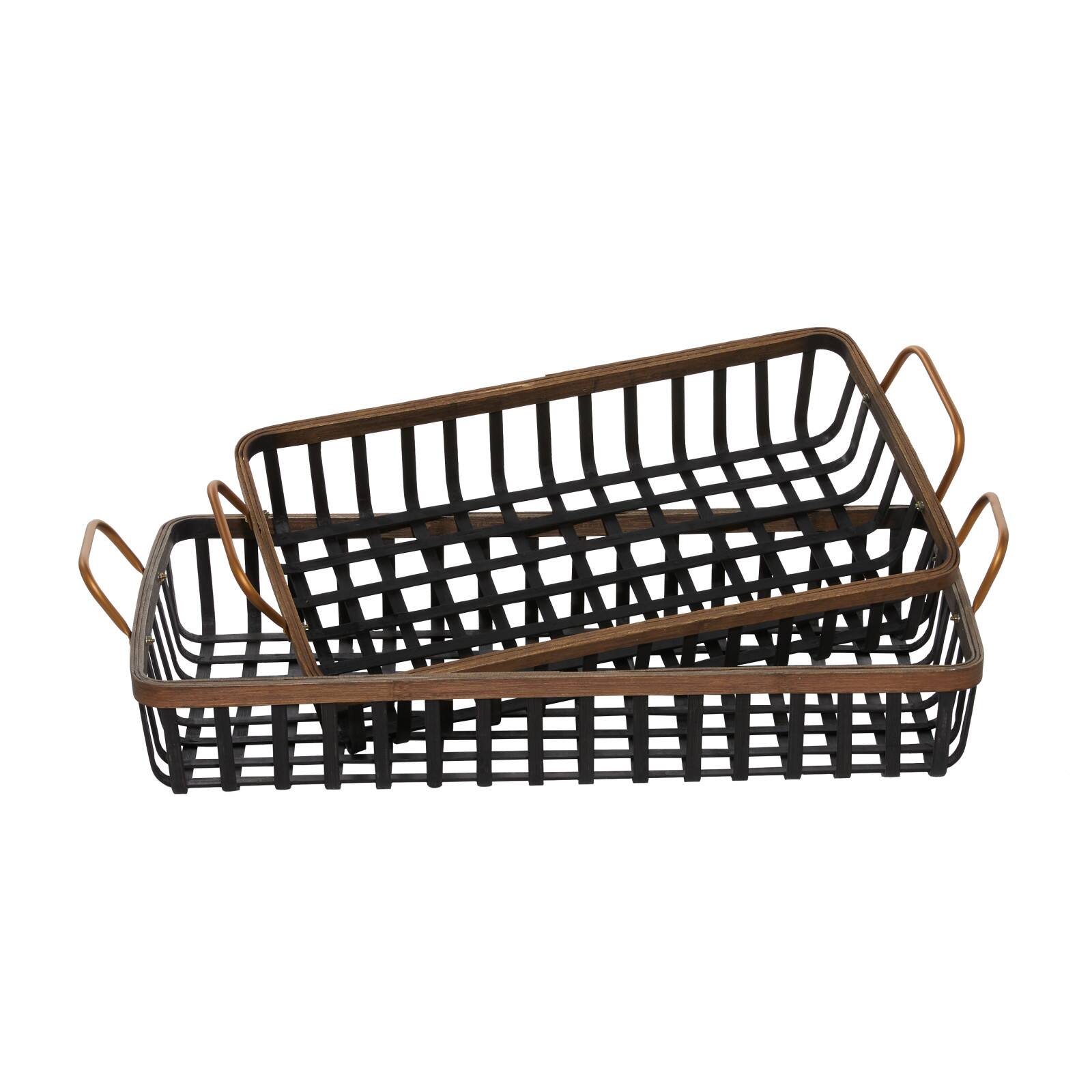 Black Wood Boho Style Tray Set