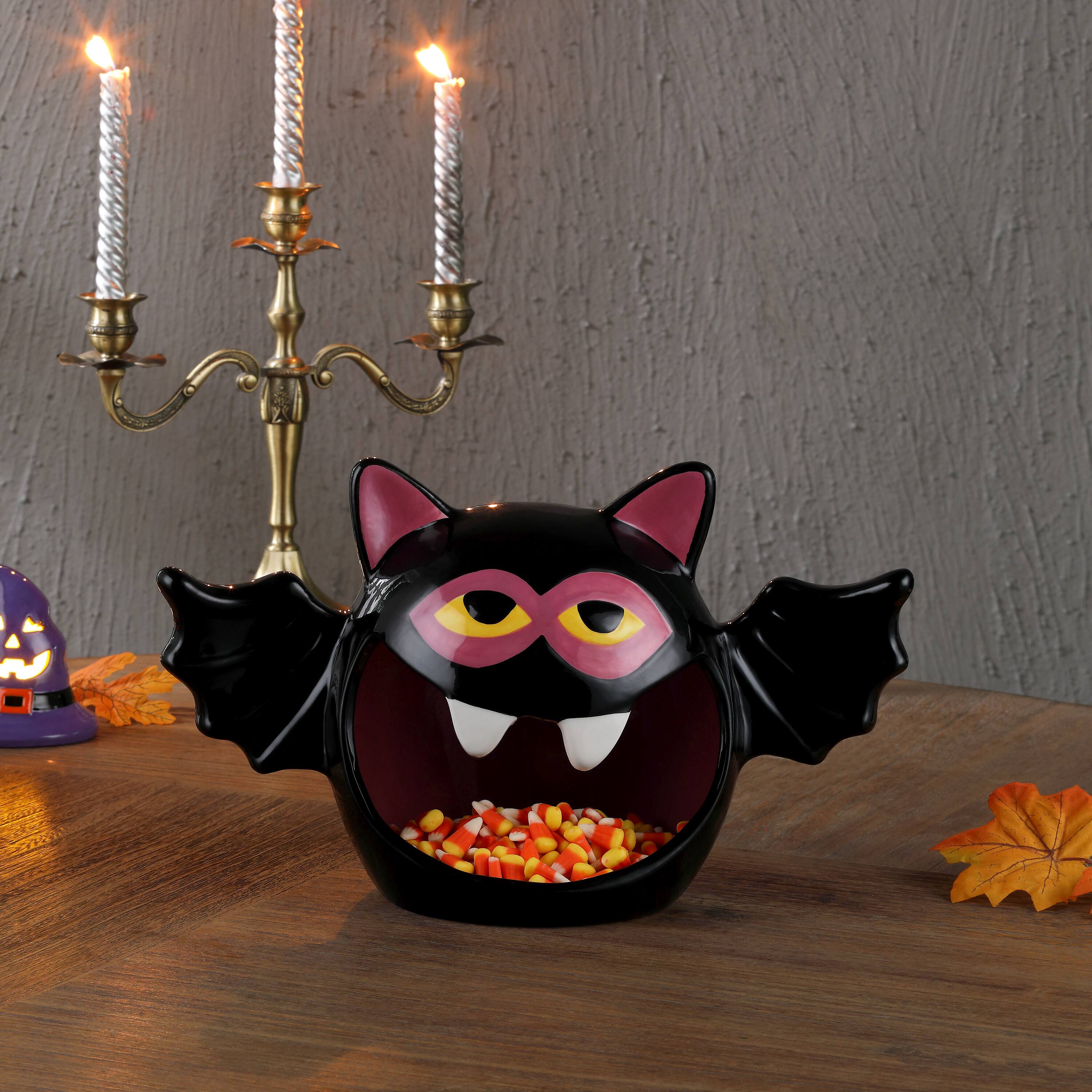 Mr. Halloween 9&#x22; Motion Activated Ceramic Bat Candy Bowl