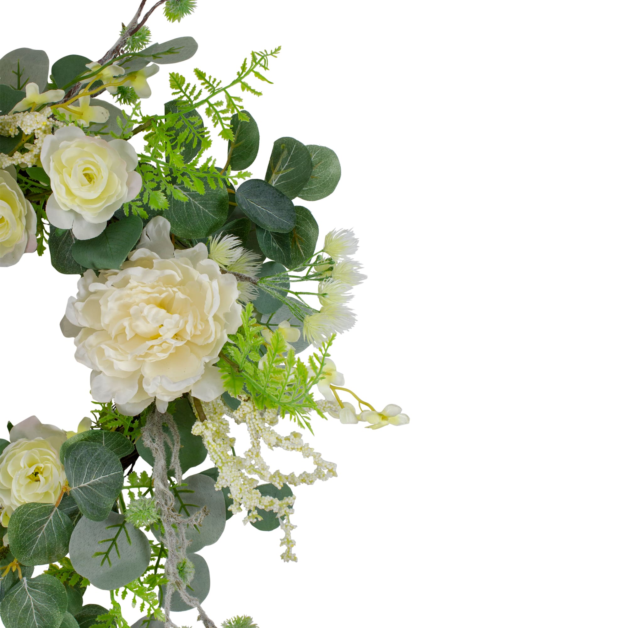 20" Peony, Rose & Mixed Foliage Artificial Spring Wreath