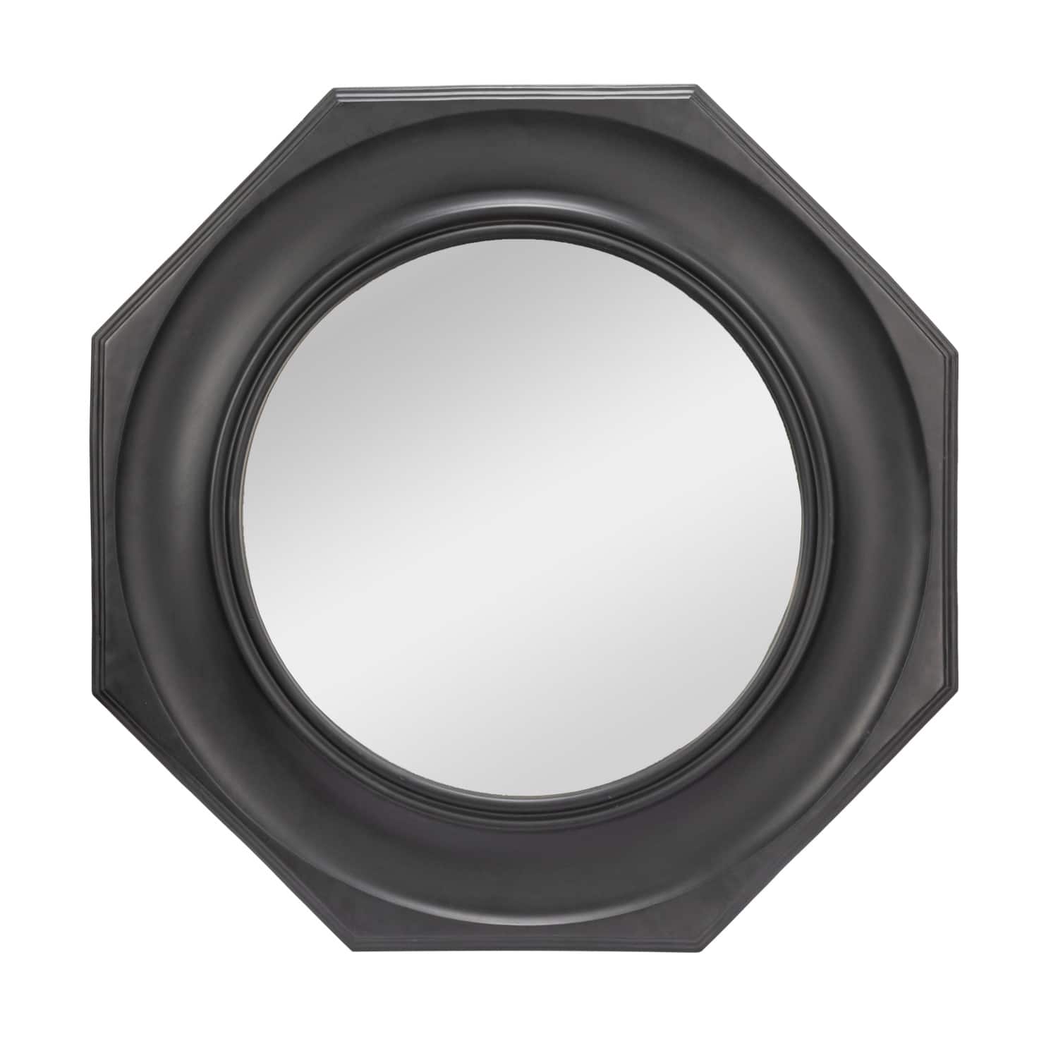 Hello Honey® Black Hexagonal Carved Wood Framed Wall Mirror