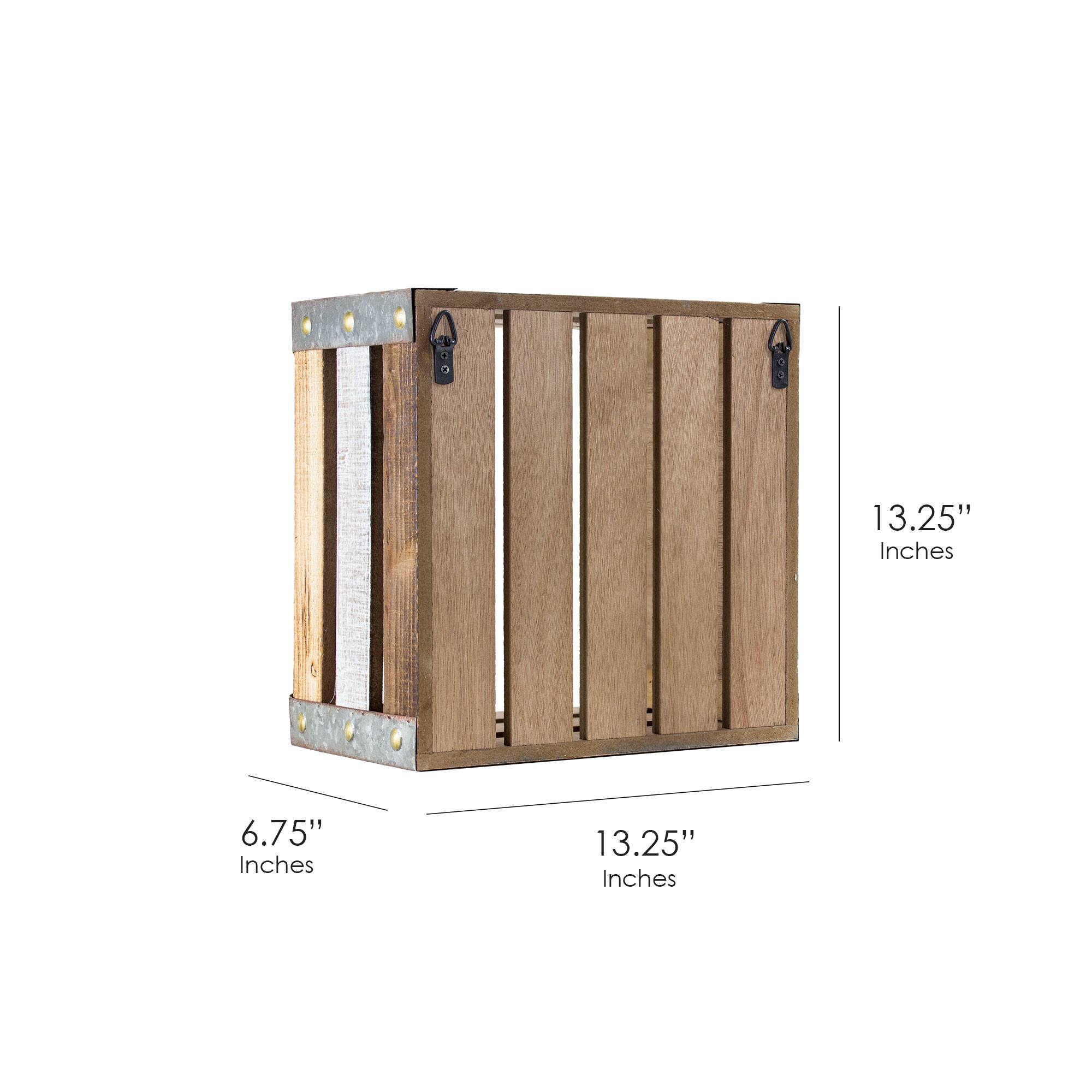 13" Rustic Wood Storage Crate