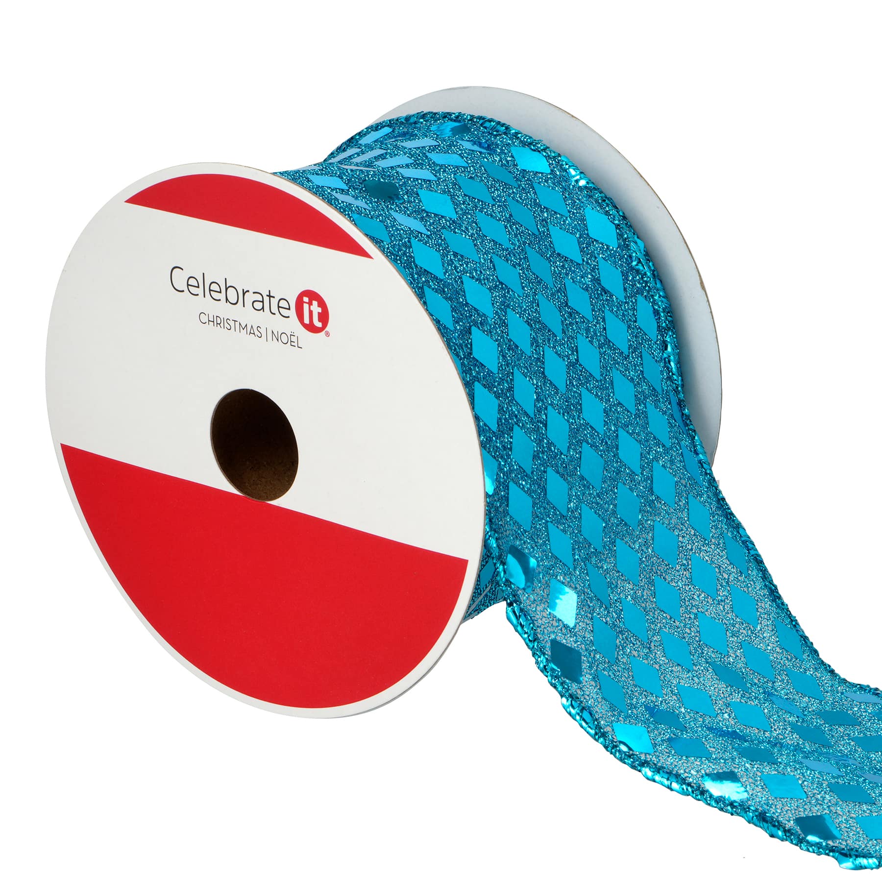 2.5&#x22; x 30ft. Turquoise Disco Wired Metallic Ribbon by Celebrate It&#xAE;