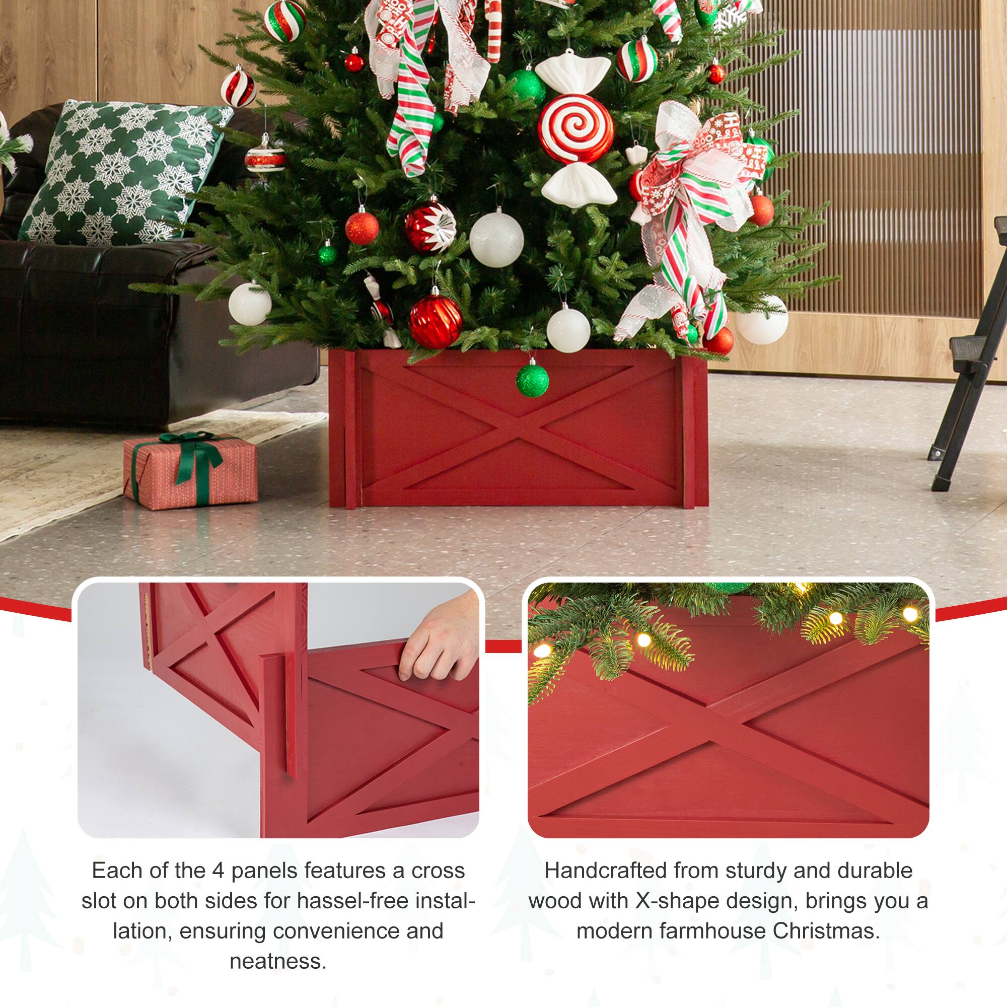 Glitzhome&#xAE; Red Wood Tree Collar