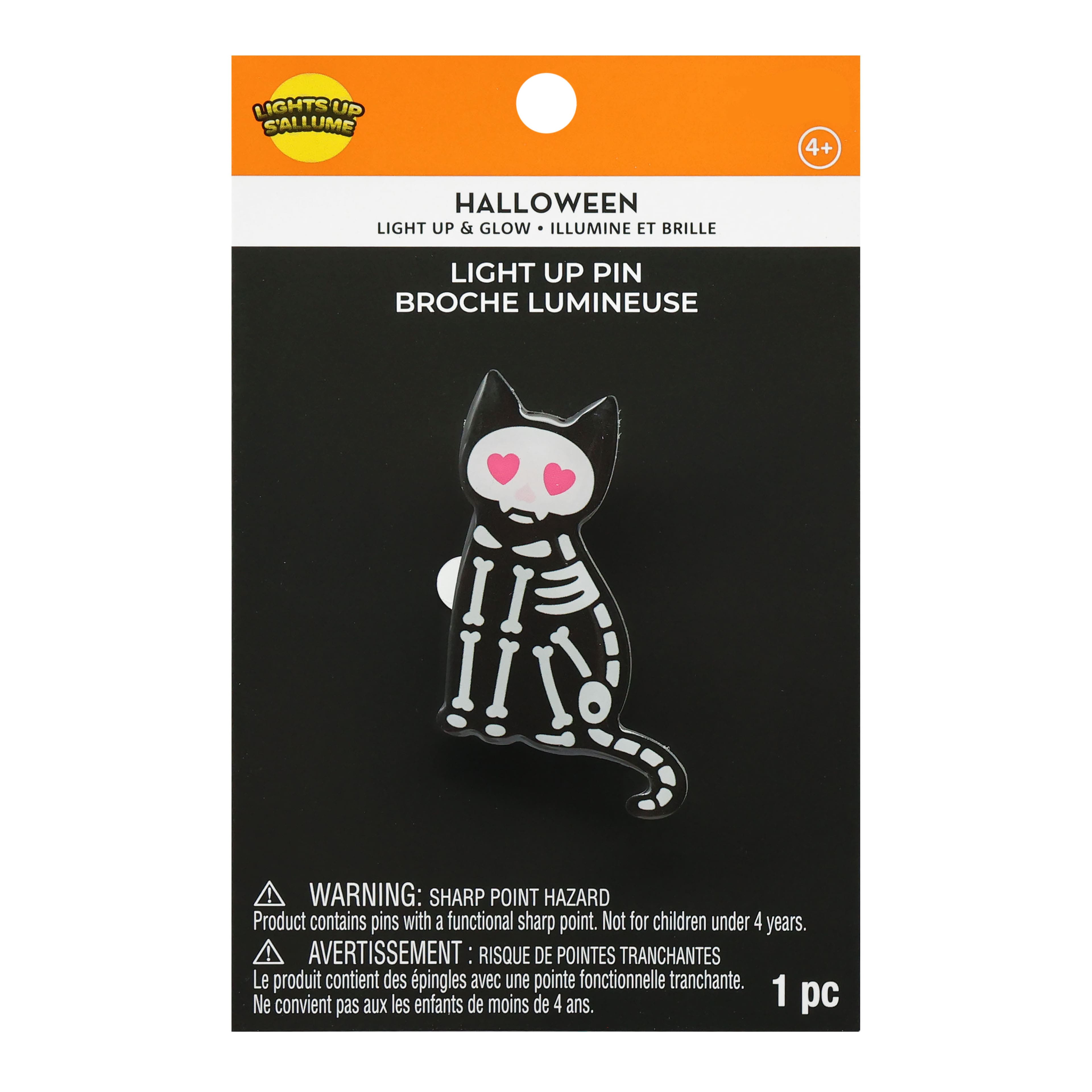 Skeleton Cat Light-Up Pin