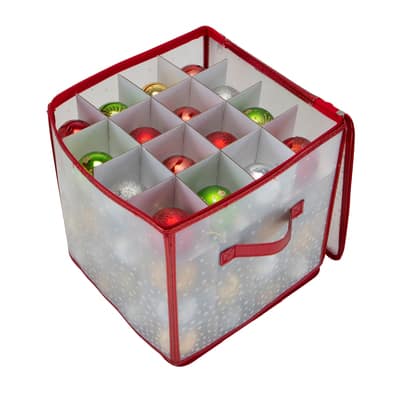 Simplify Clear & Red Ornament Organizer