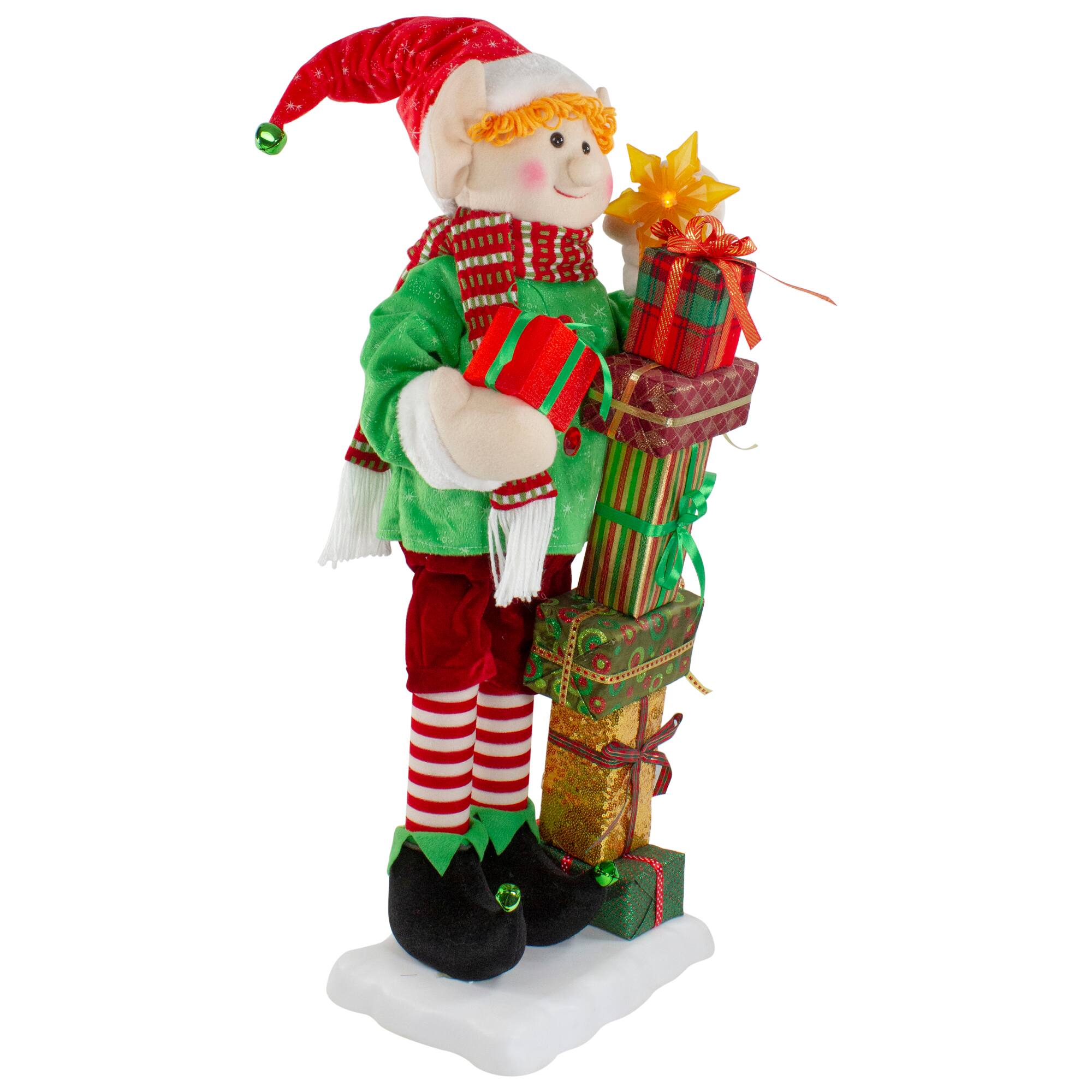 30" Santa's Little Animated Elf with Lighted Star Musical Christmas Figure