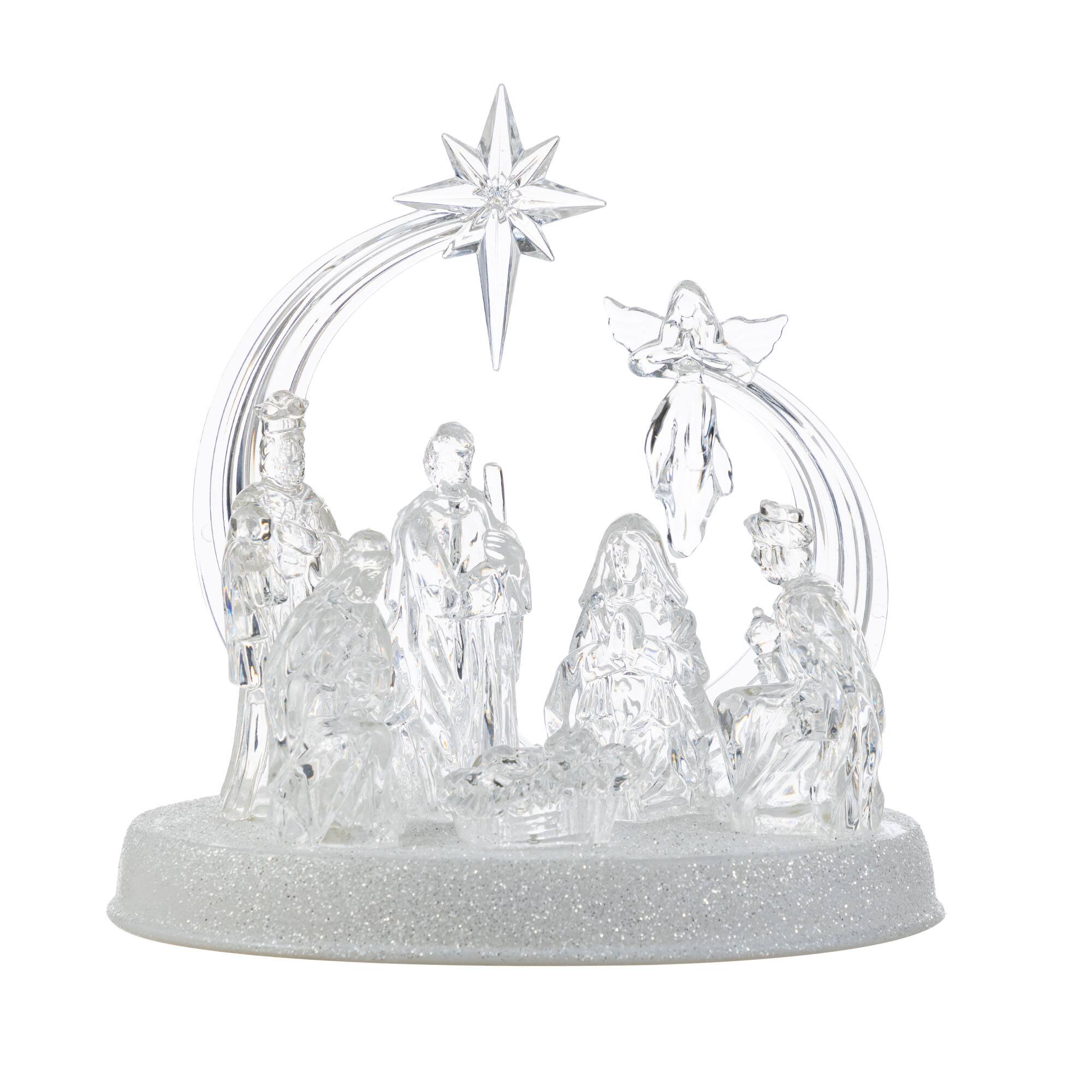 Glitzhome&#xAE; 9&#x22; Christmas Lighted Acrylic Tabletop Nativity Scene Figurine