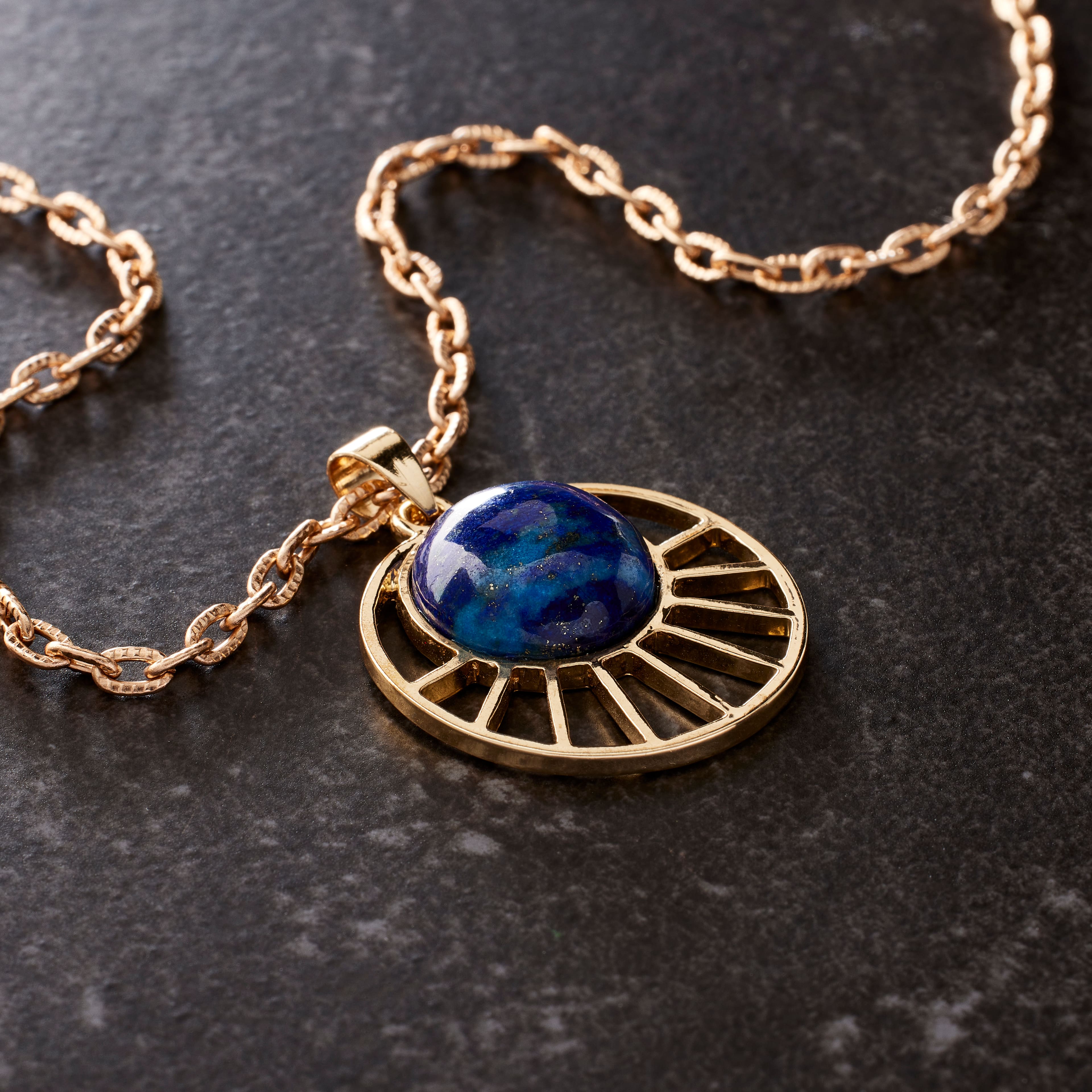 Blue & Gold Lapis Sun Pendant by Bead Landing™