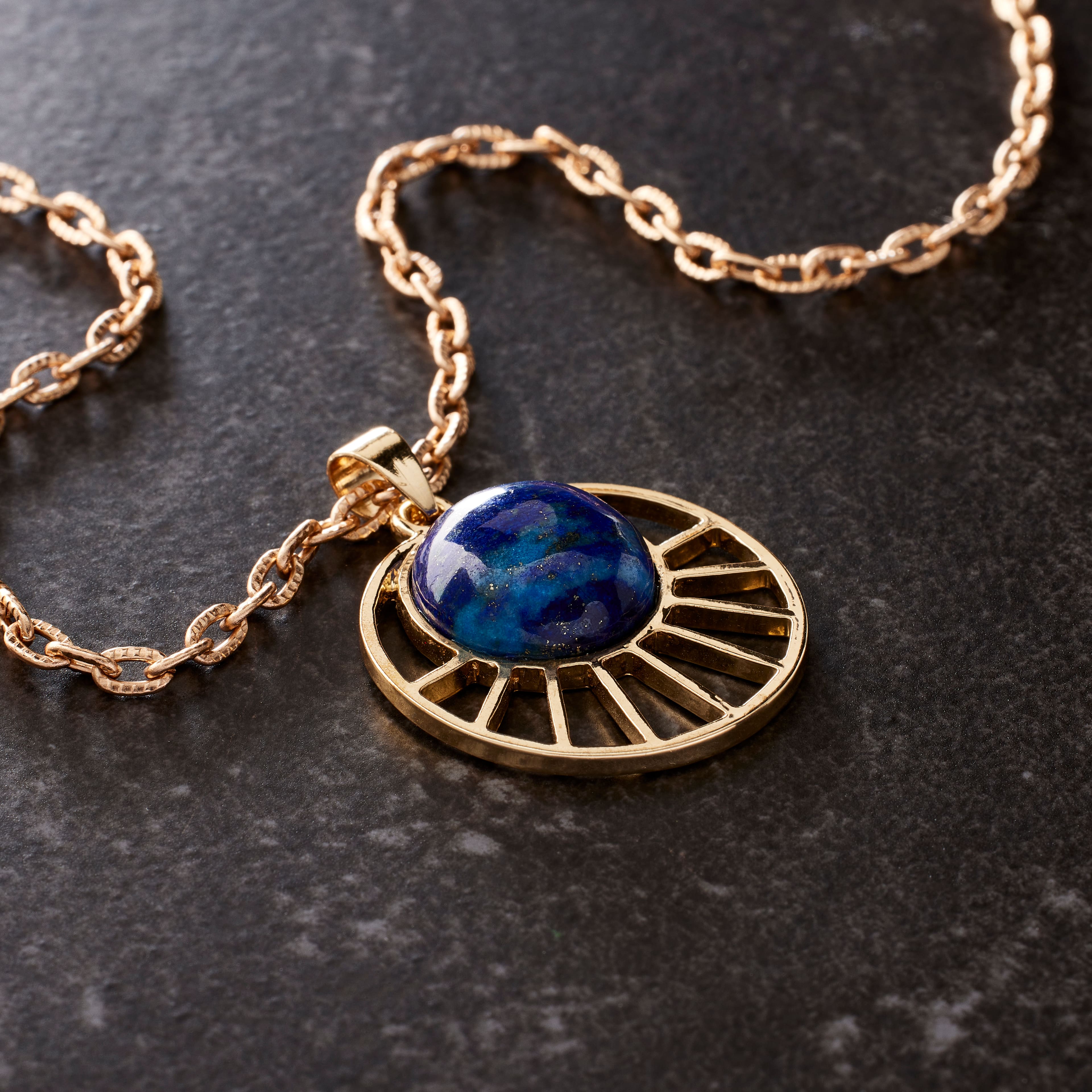 Blue &#x26; Gold Lapis Sun Pendant by Bead Landing&#x2122;