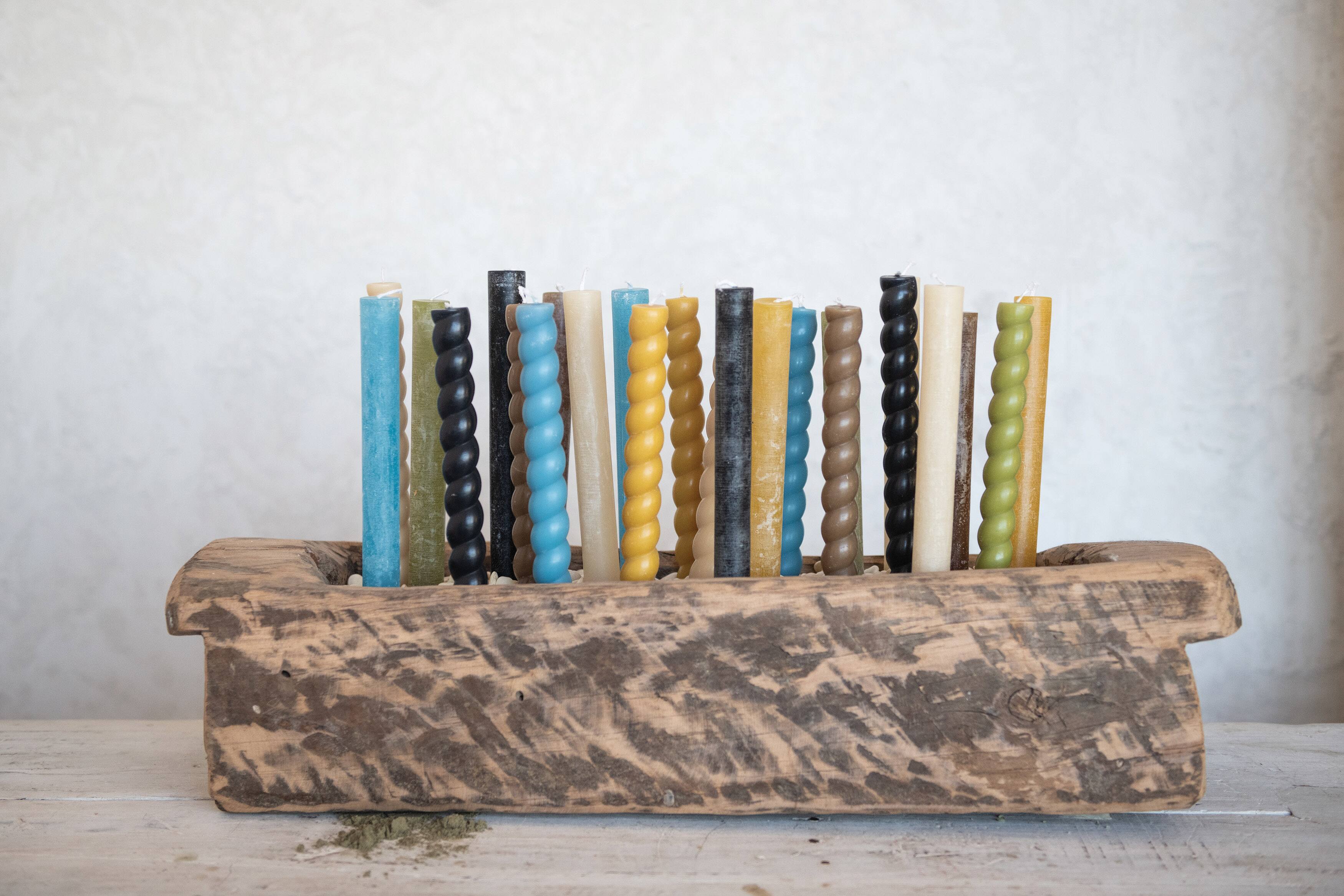 Hello Honey® Unscented Blue Twisted Taper Candle Set