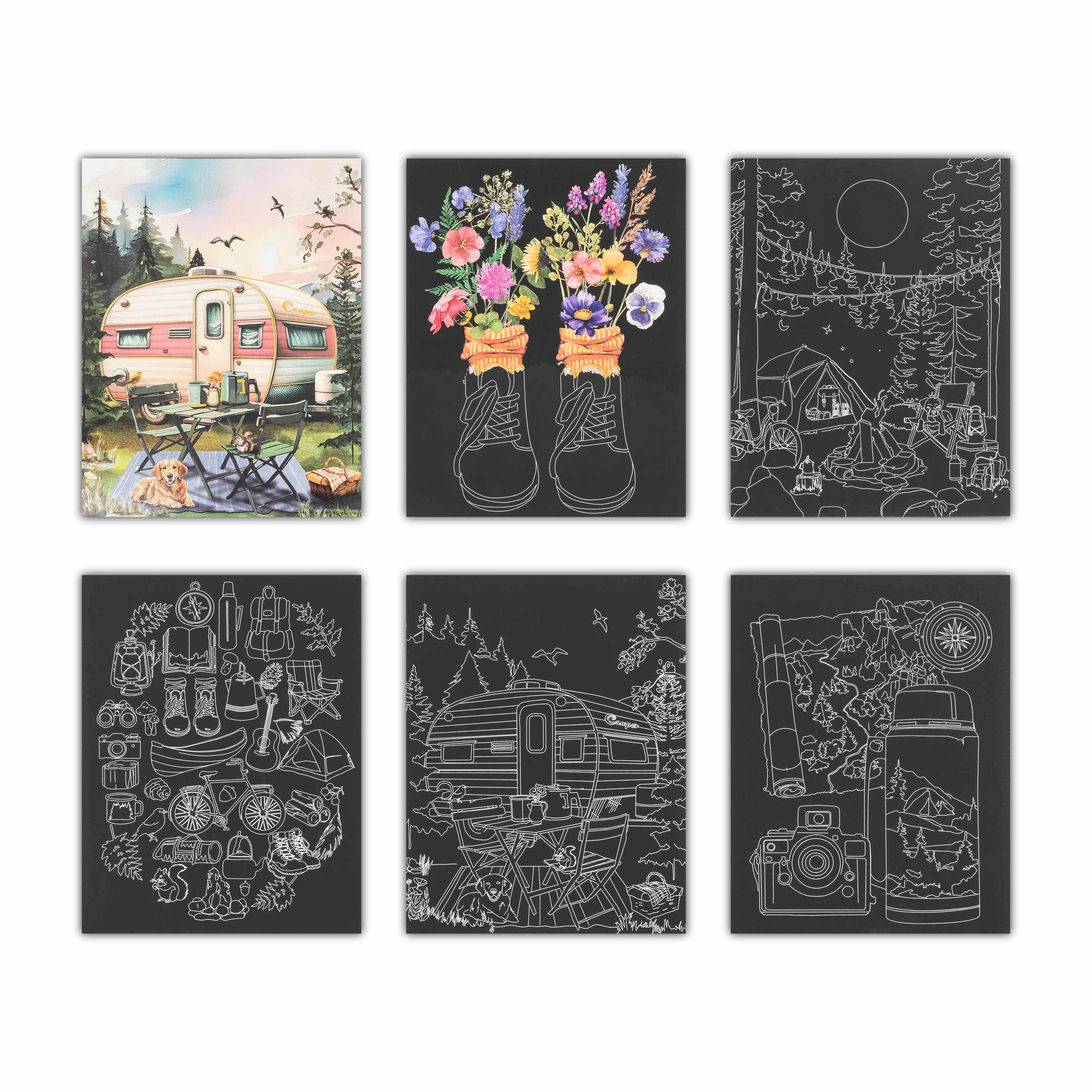 Brea Reese&#x2122; 9&#x22; x 12&#x22; Camping Scratch Art Paper Pad