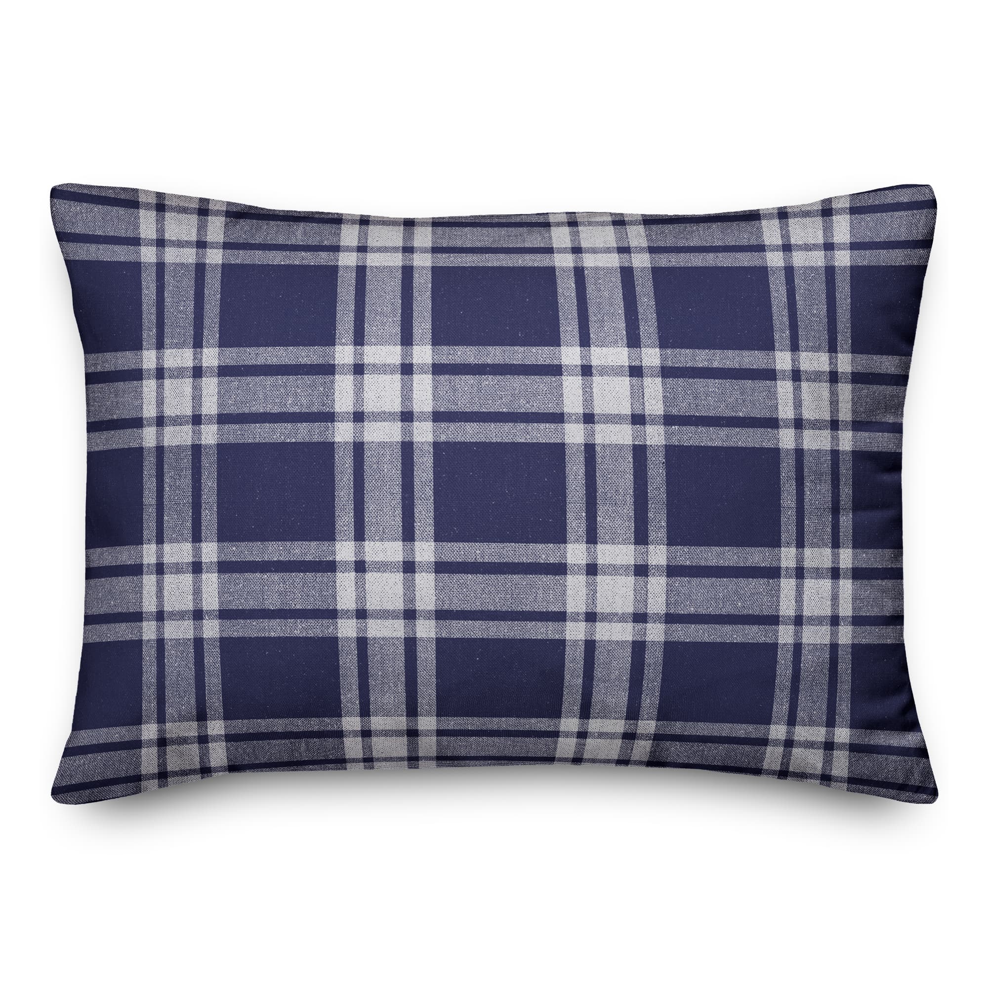 Navy Plaid 14&#x22; x 20&#x22; Indoor / Outdoor Pillow