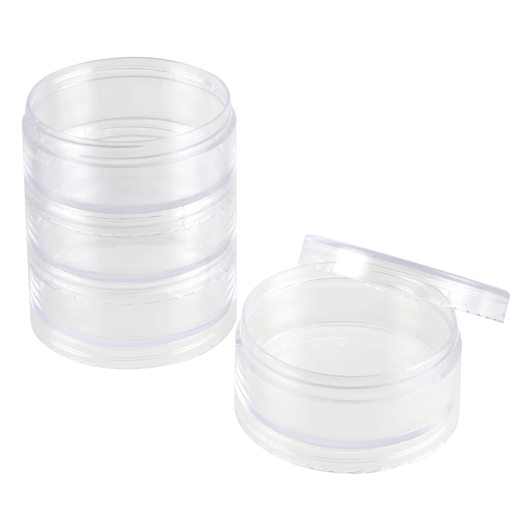 Round Clear Lidded Small Plastic Box Home Organizer Jewelry Beads Storage Boxes 