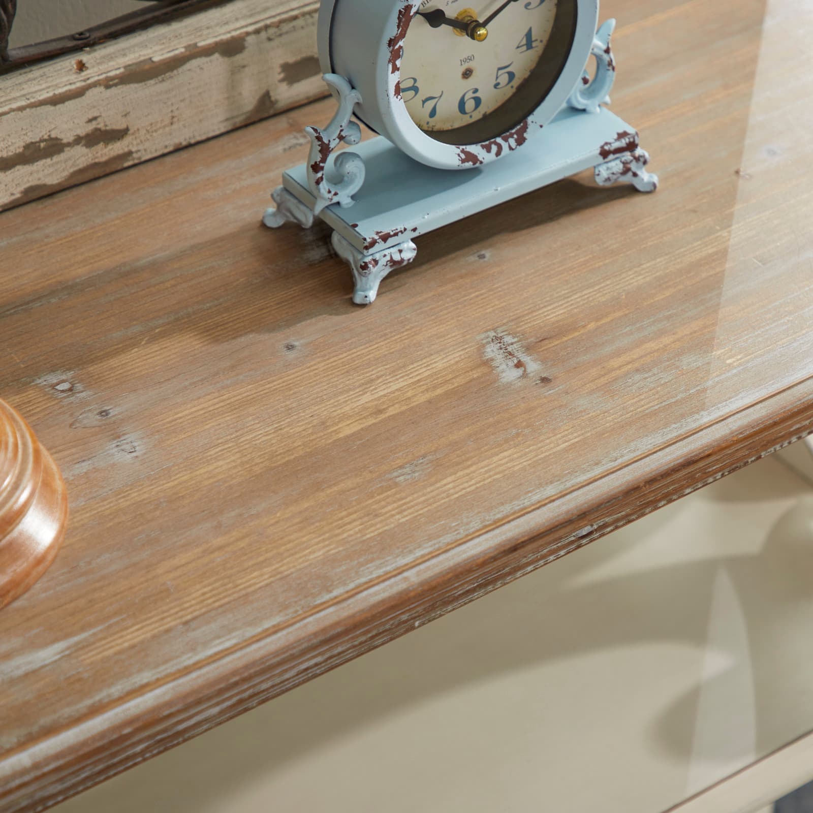 White Farmhouse Wood Console Table, 32&#x22; x 38&#x22;