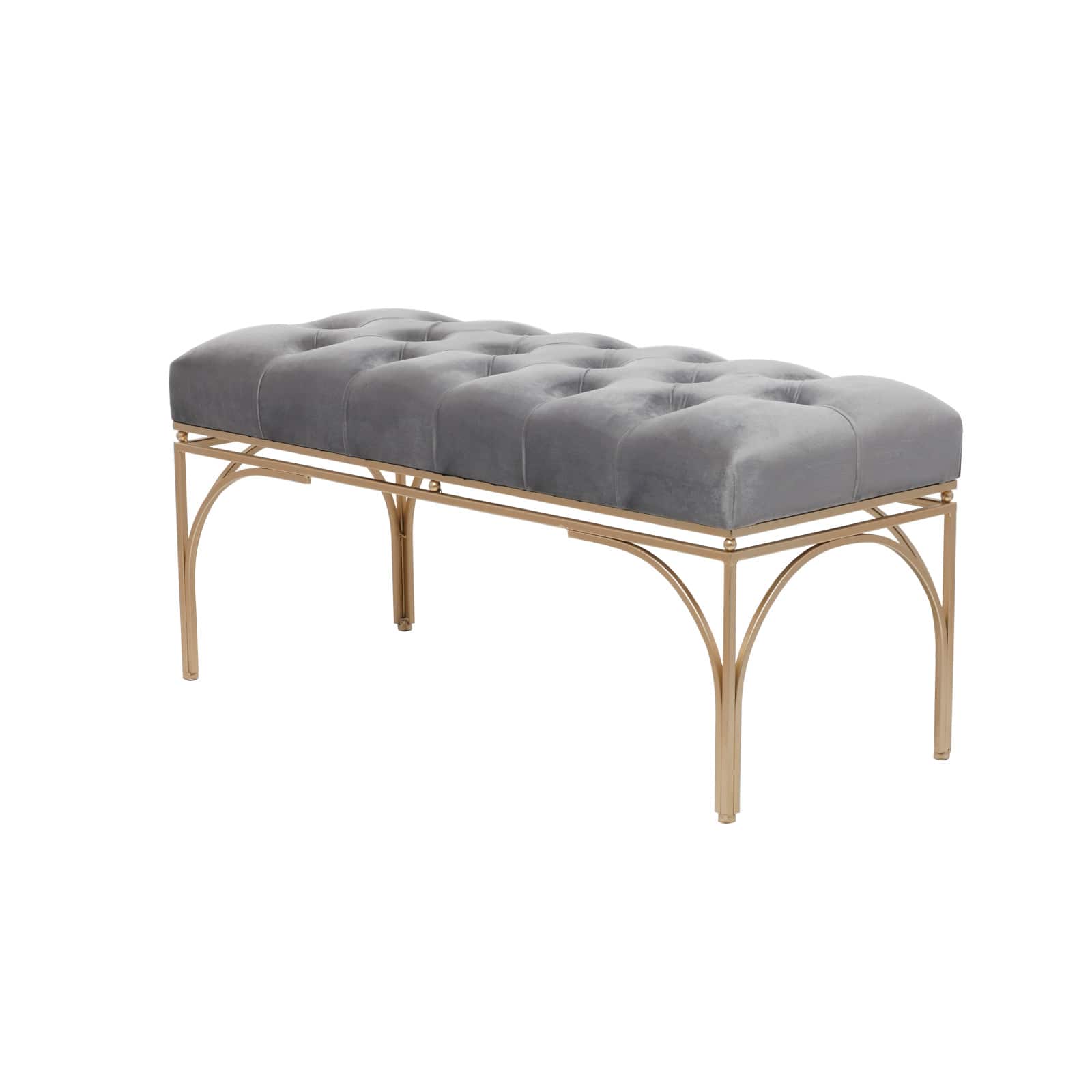 Grey Metal Glam Bench, 19&#x22; x 39&#x22; x 17&#x22;