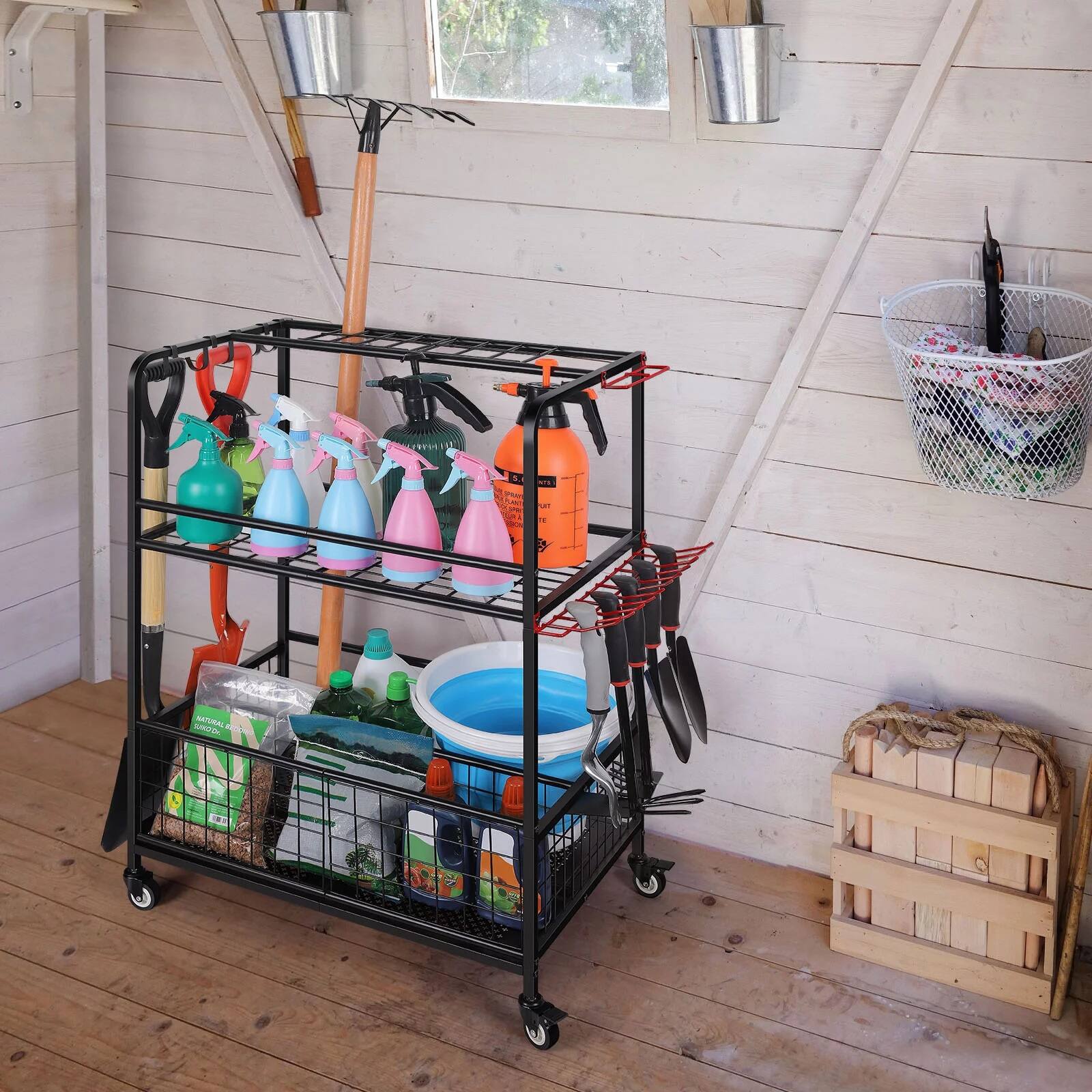 NEX&#x2122; Garden Tool Rolling Storage Organizer