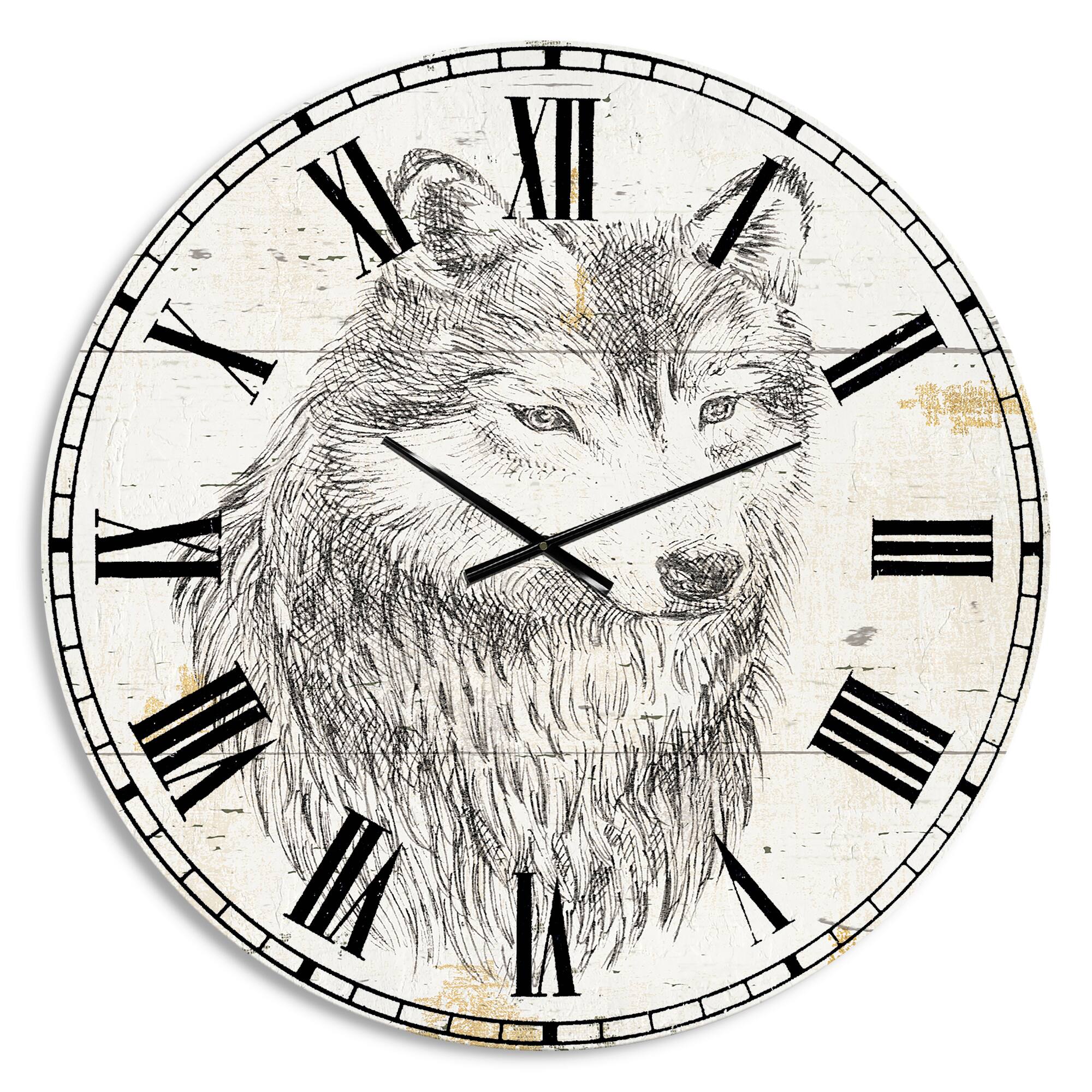 Designart &#x27;Wolf Wild And Beautiful Iii Traditional Wall Clock