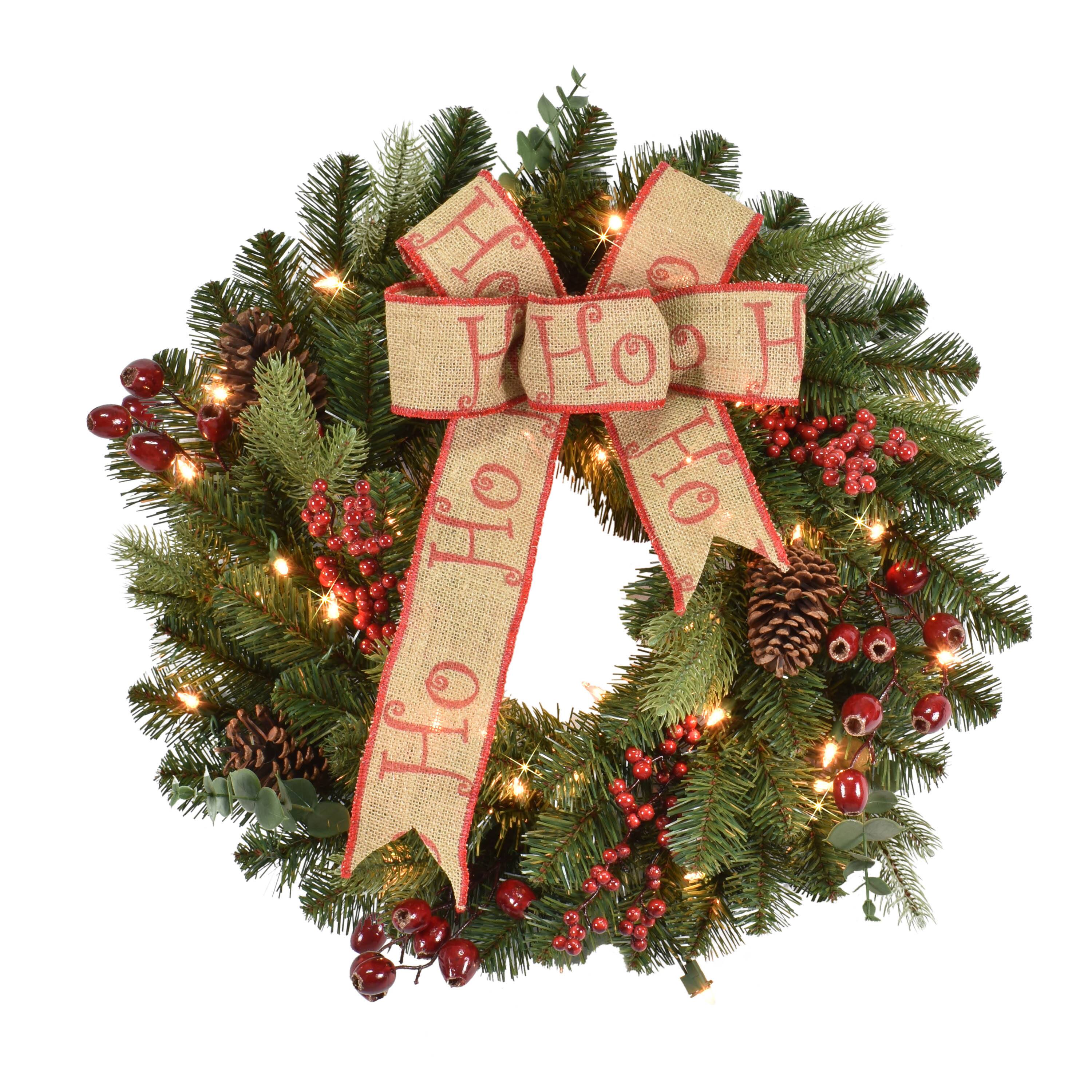 24&#x22; Pre-Lit Decorated Wreath