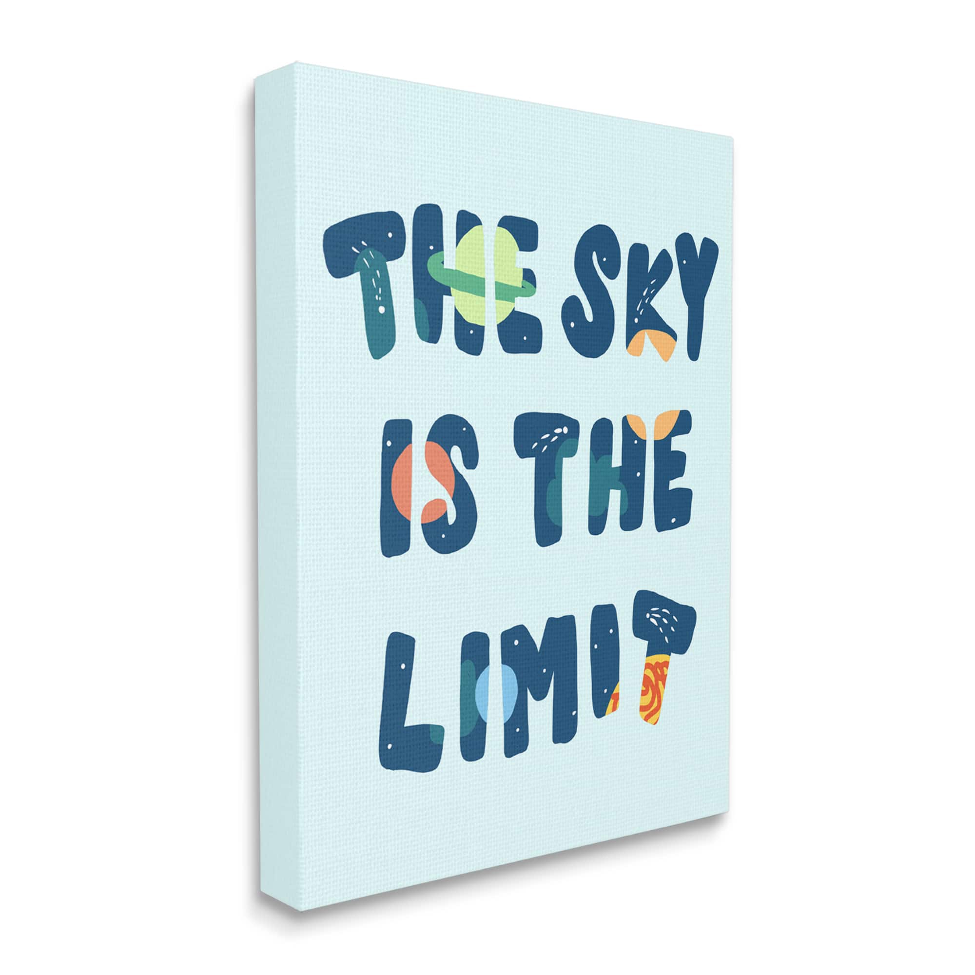Stupell Industries Sky Is the Limit Quote Space Planet Typography Canvas Wall Art