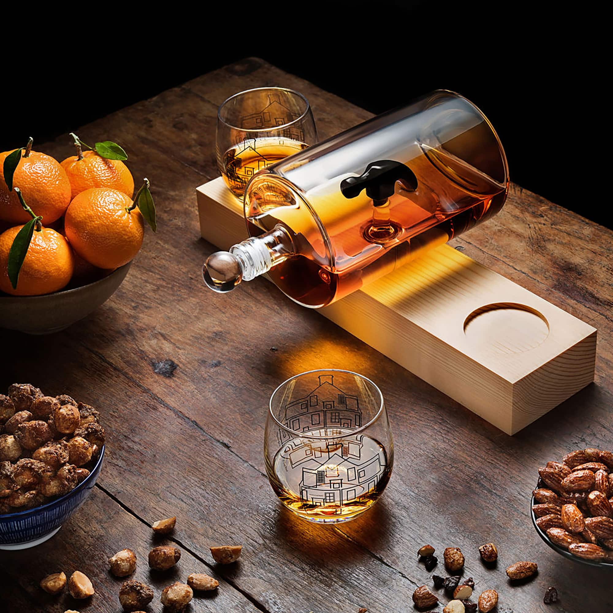 JoyJolt® Hammer Crystal Whiskey Decanter & Glasses Set