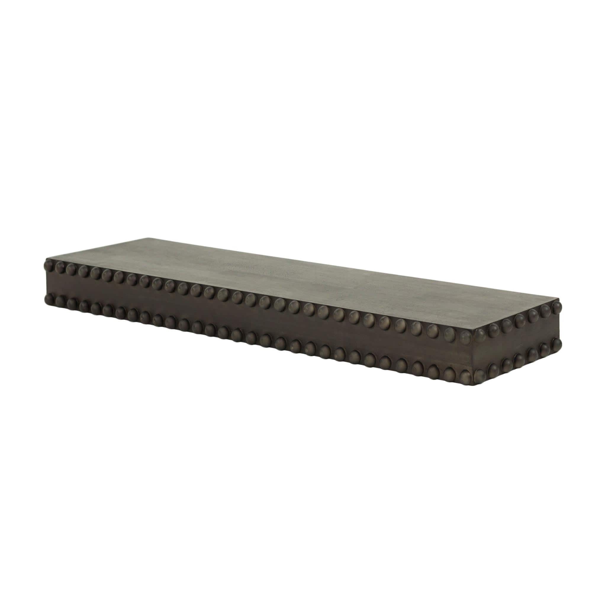 Large Black Rustic Beaded Wood Floating Wall Shelf