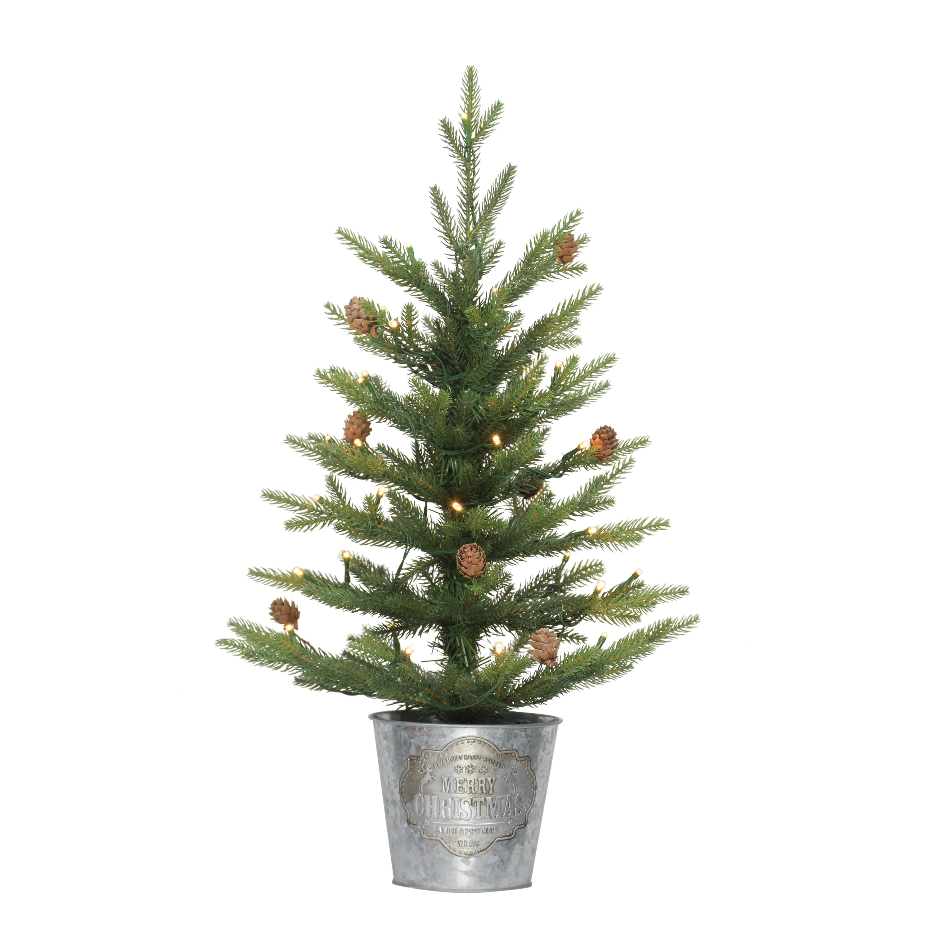 6 Pack: 2ft. Pre-Lit Artificial Christmas Tree in Metal Pot, Clear Lights
