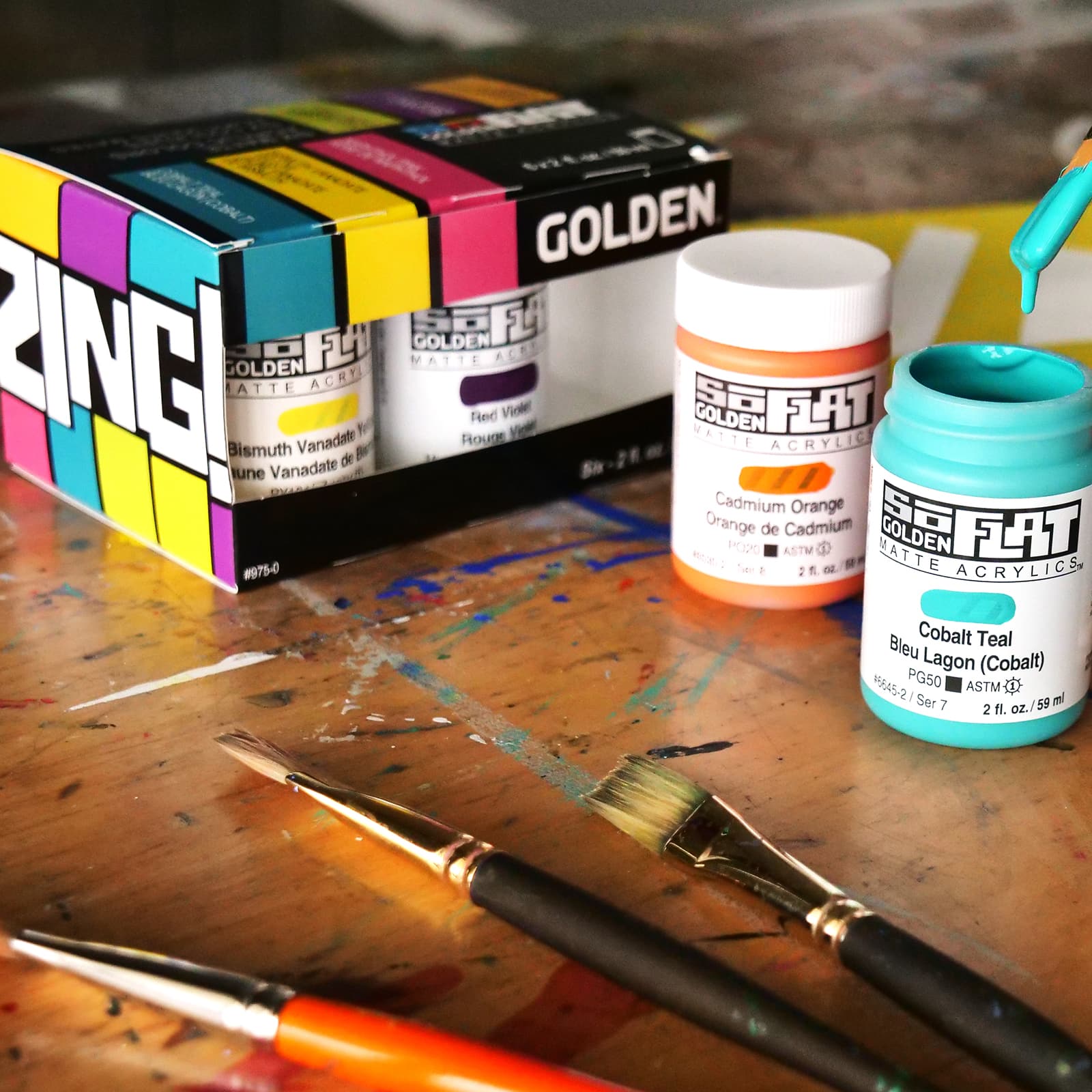 Golden&#xAE; SoFlat Matte Zing Colors Acrylic Paint Set