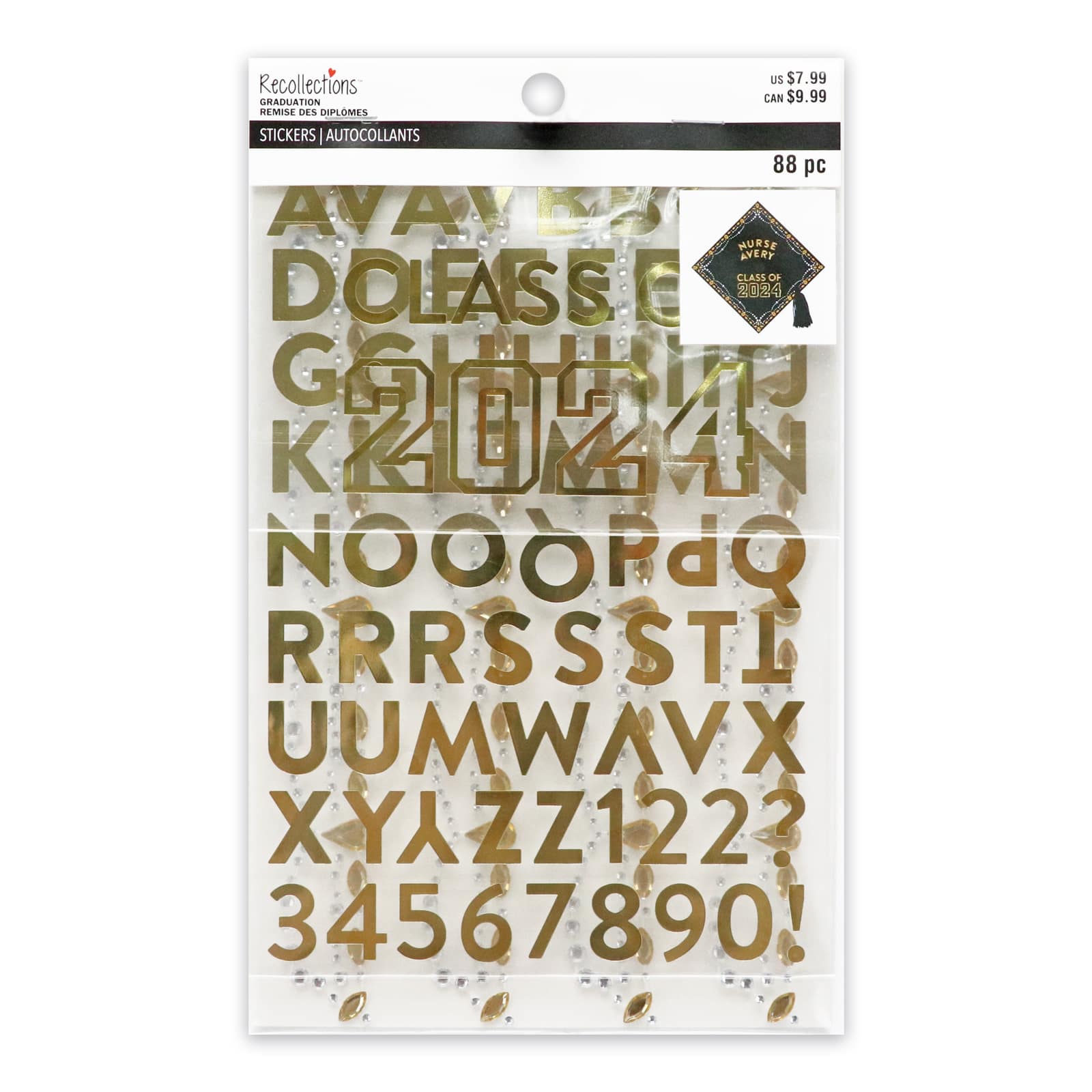 Gold Alphabet Graduation Cap Stickers by Recollections&#x2122;
