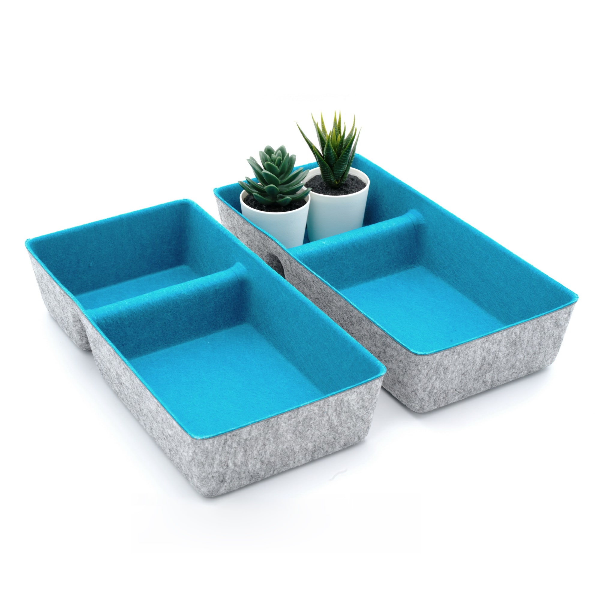 Welaxy Felt 2 Piece Divided Drawer Organizer Trays