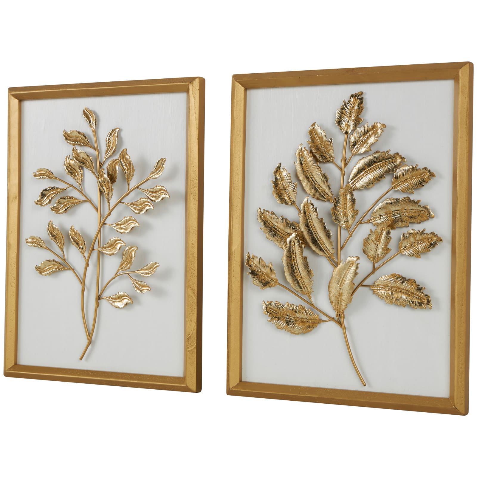 Gold Wood Leaf 3D Wall Décor with Beveled Frame Set