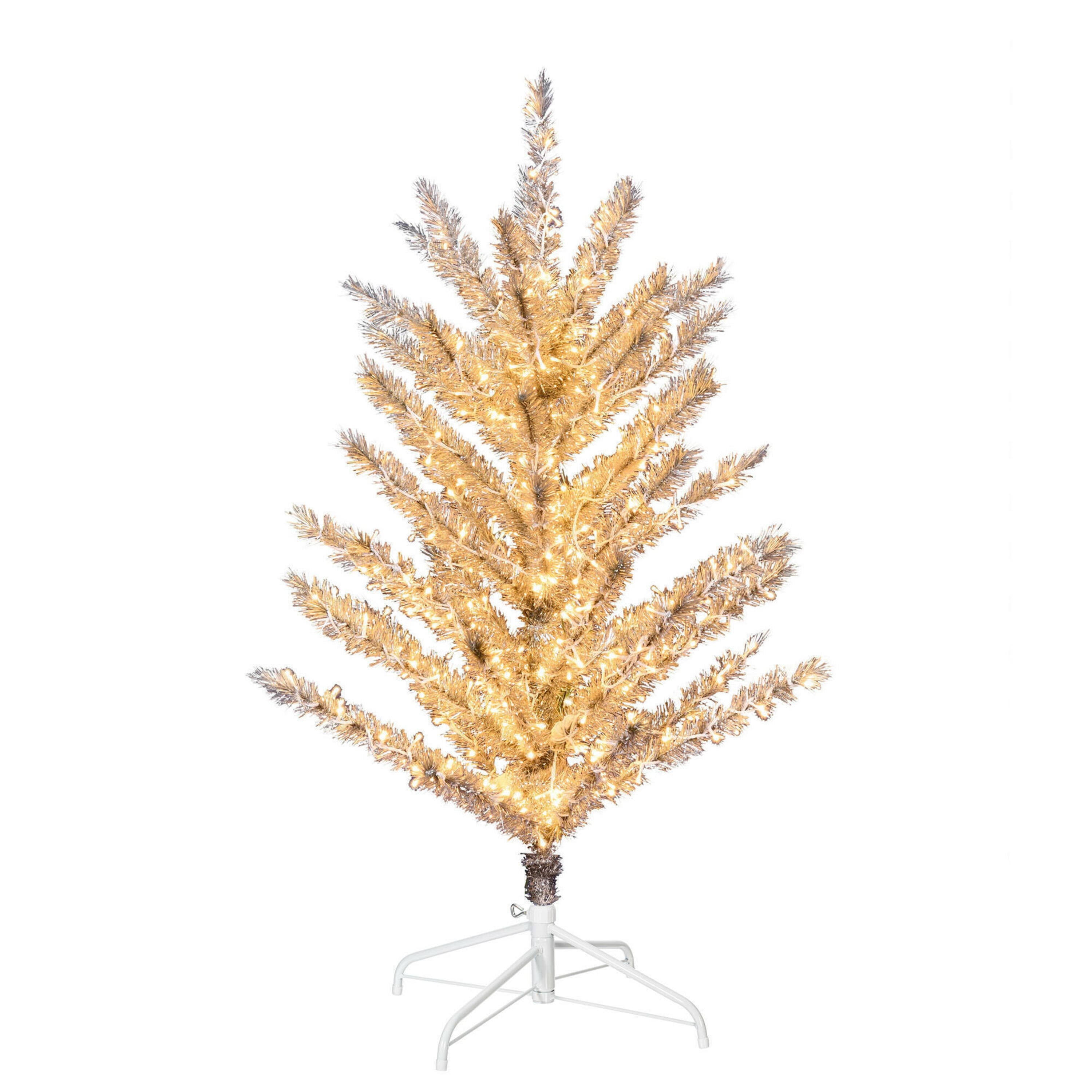 4ft. Pre-Lit Vintage Aluminum Artificial Christmas Tree, Warm White LED Lights