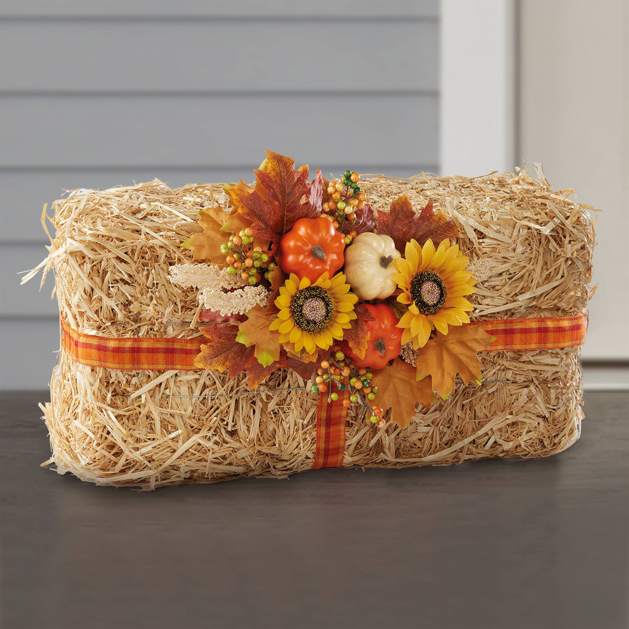 Way to Celebrate! Decorative Straw Bale 9.5 inch x 12 inch x 24 inch  Natural Golden