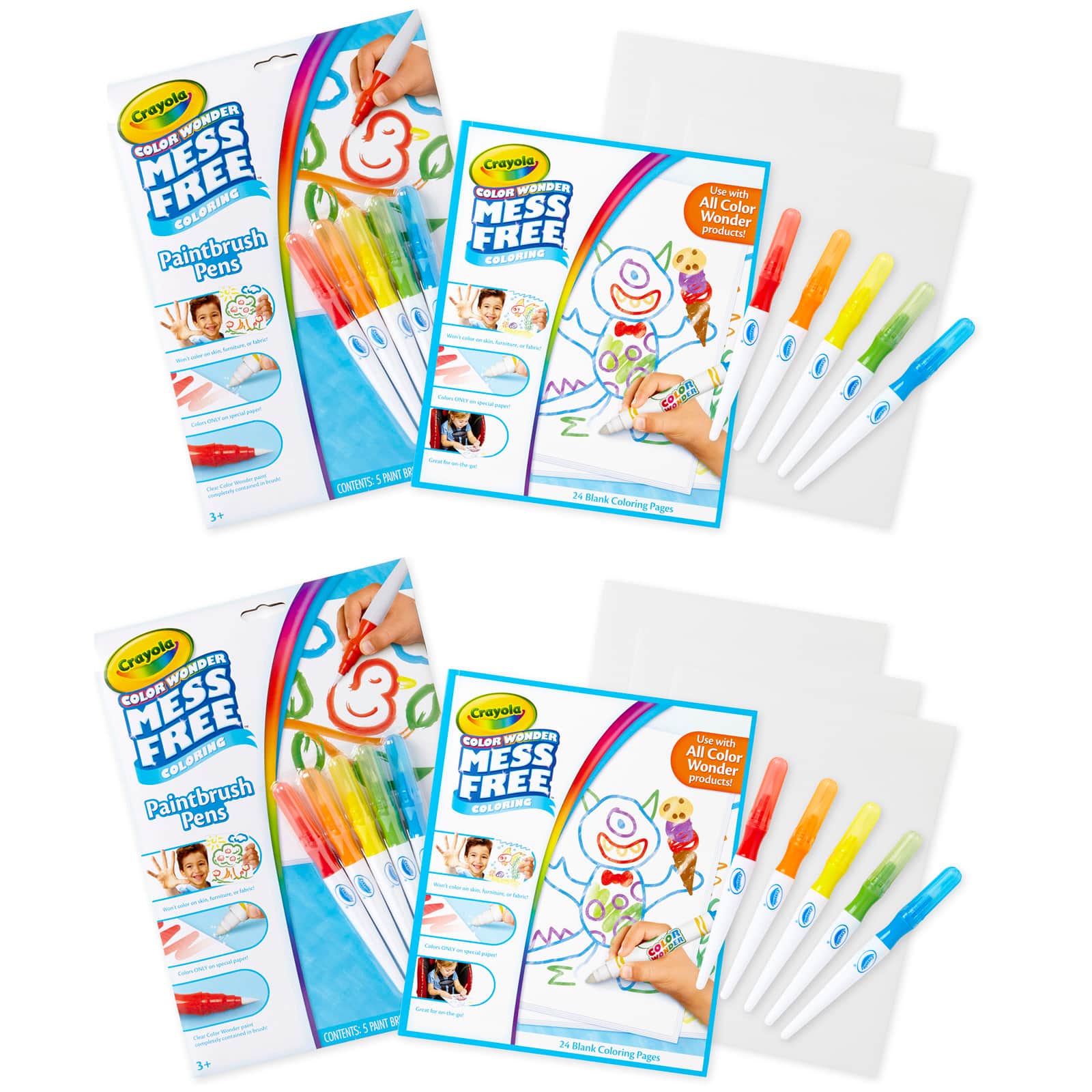 6 Packs: 2 ct. (12 total) Crayola® Color Wonder Mess Free Paintbrush Pens &  Paper Set