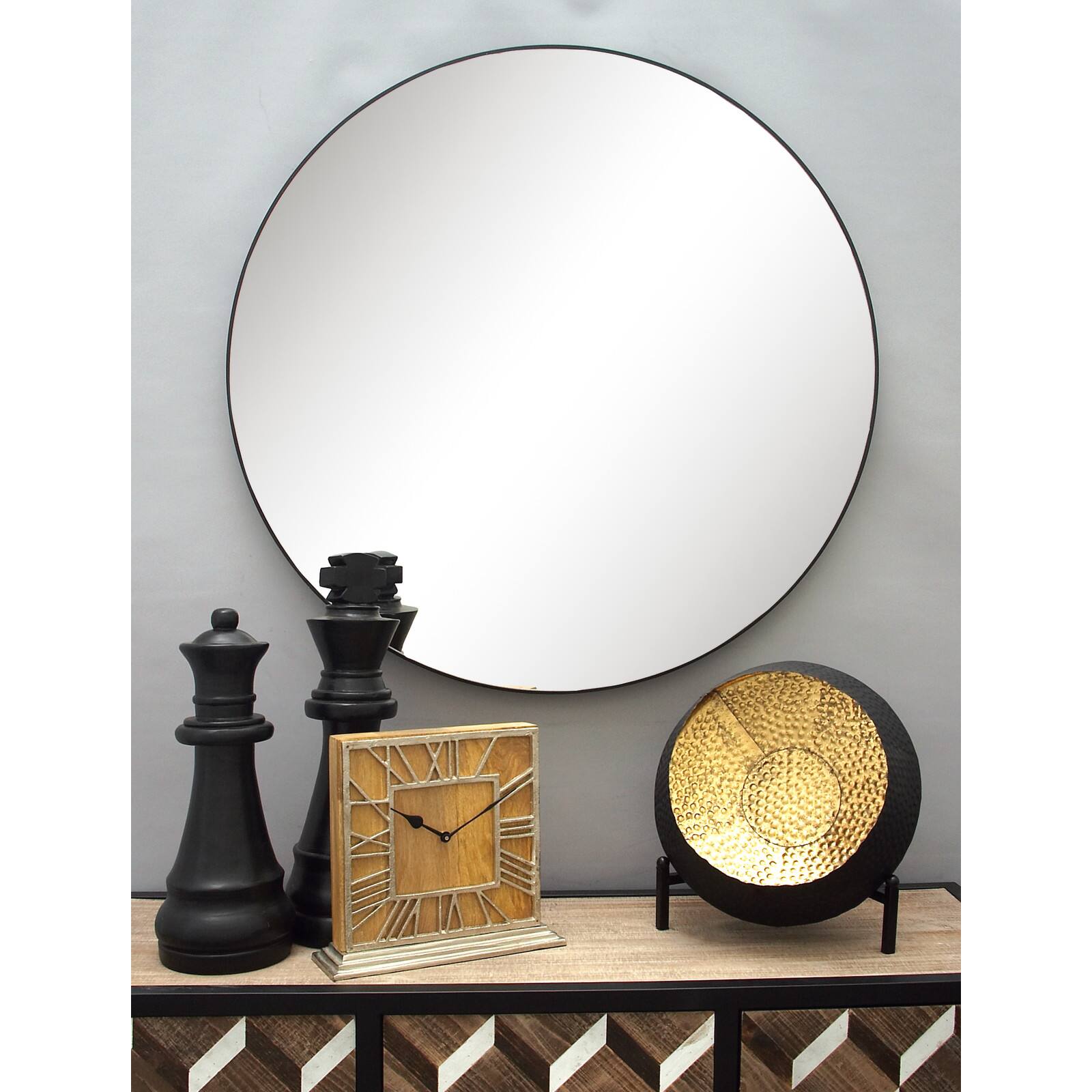 36&#x22; Oversized Contemporary Wood Wall Mirror